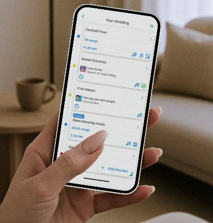 Say goodbye to back-and-forth emails and last-minute song scrambles. Every 3VP package includes access to our custom Planning App &mdash; designed to make organizing your timeline and music fast, fun, and frustration-free.