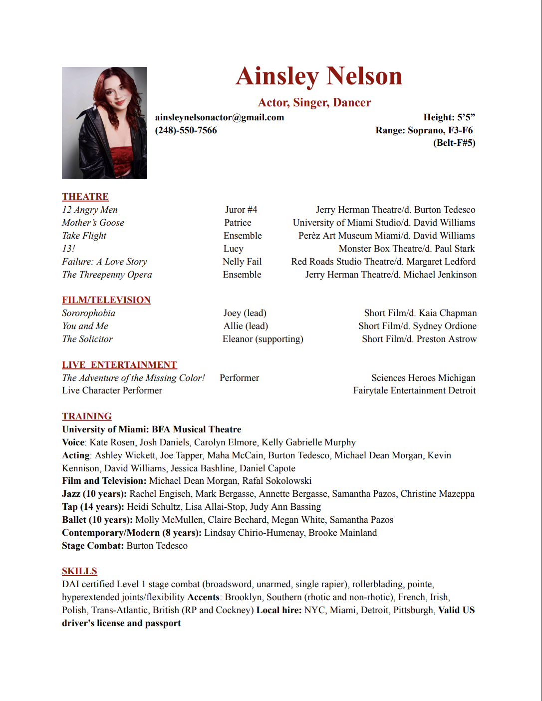 AINSLEY NELSON RESUME
