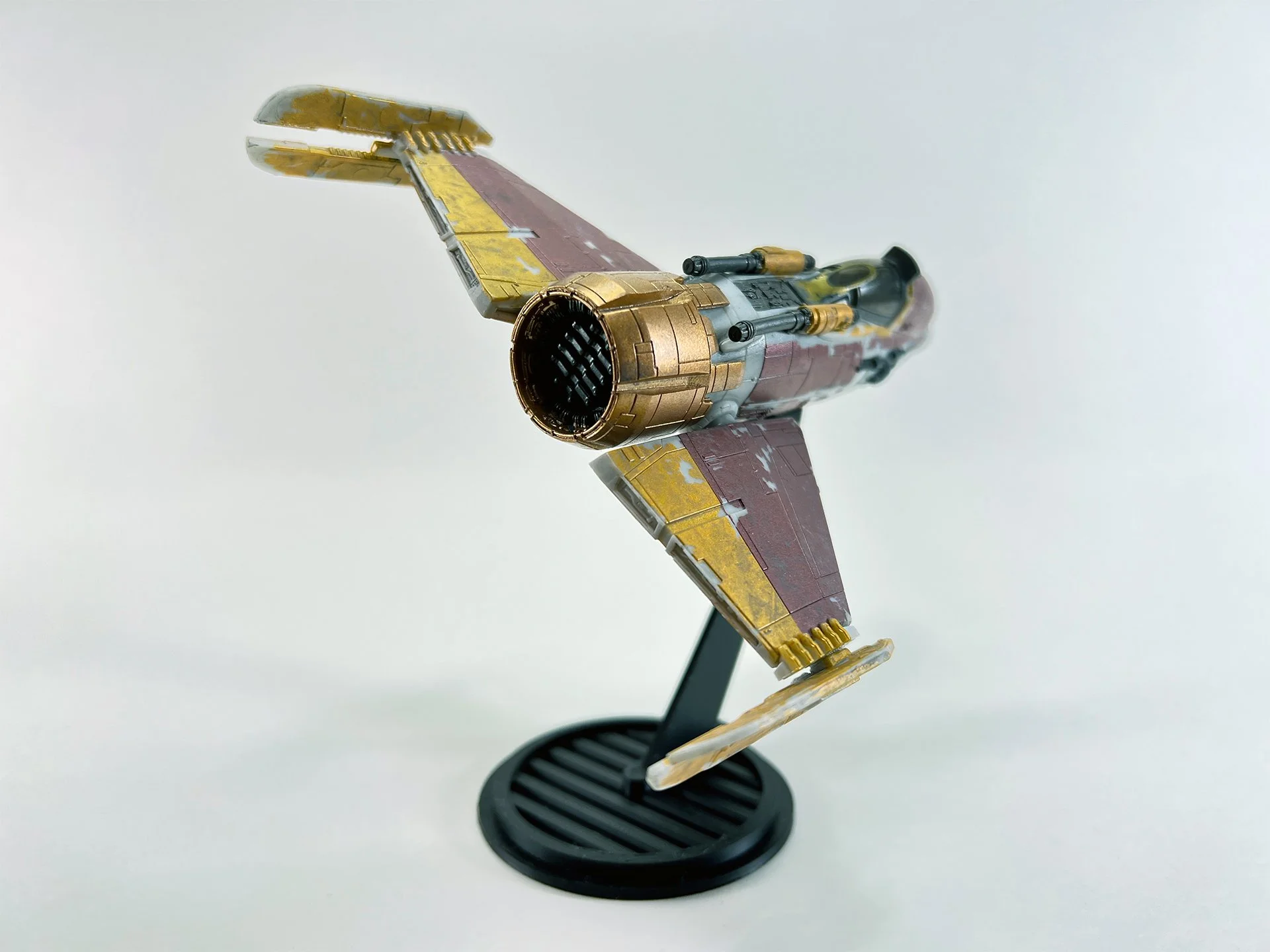 Micro Galaxy Squadron Fiend Fighter Flight Stand (Closed Wings) stands against a plain white background.