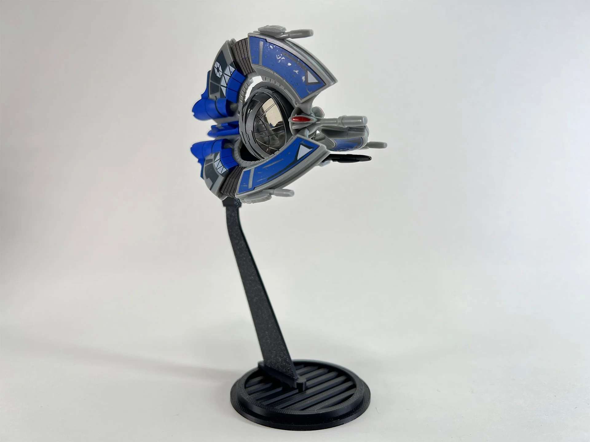 Tir Fighter Flight Stand, part of the Micro Galaxy Squadron series, presented on a sleek black stand against a plain background, ideal for Star Wars merchandise displays.