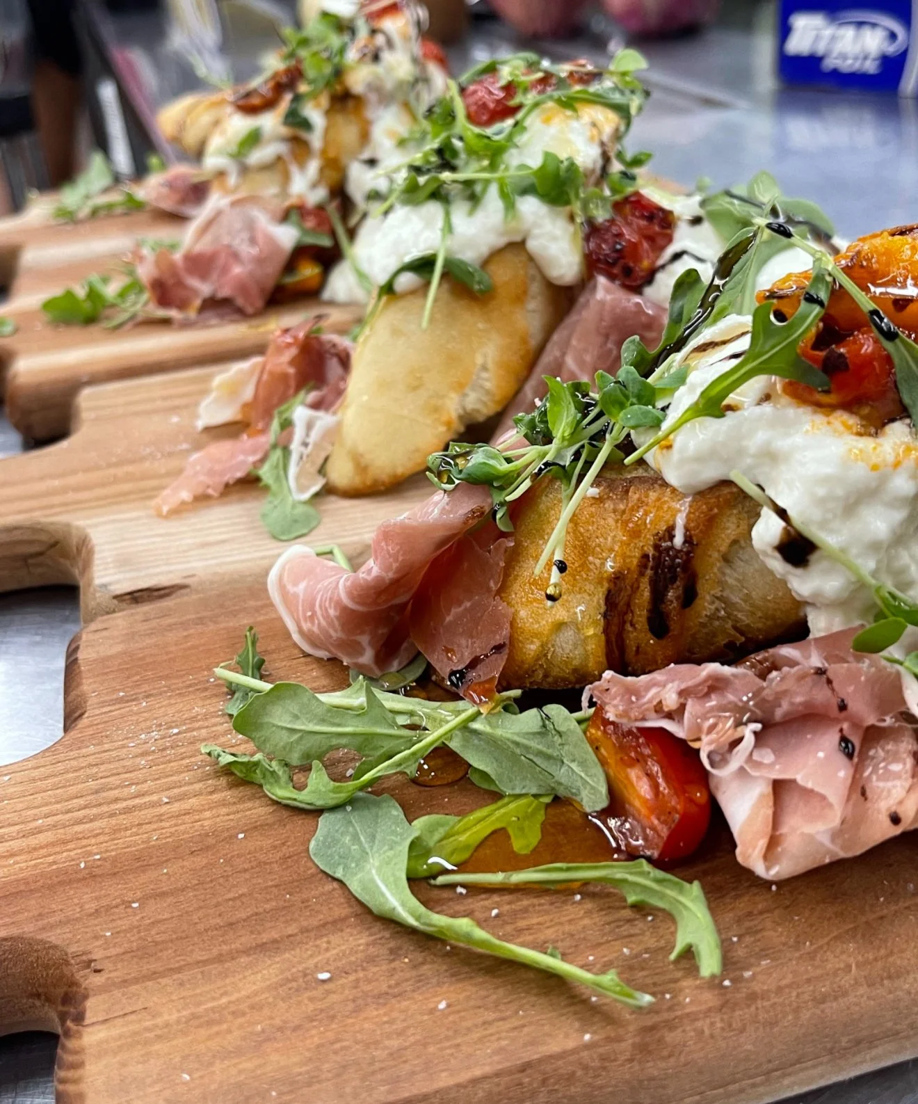 private chef, brushetta, burrata, prosciutto, private dining