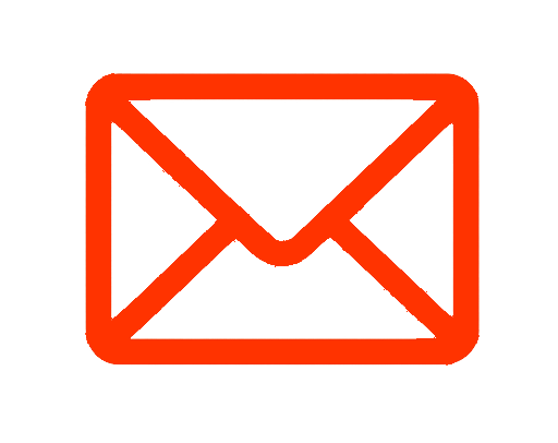 Red outline of an envelope on a black background.