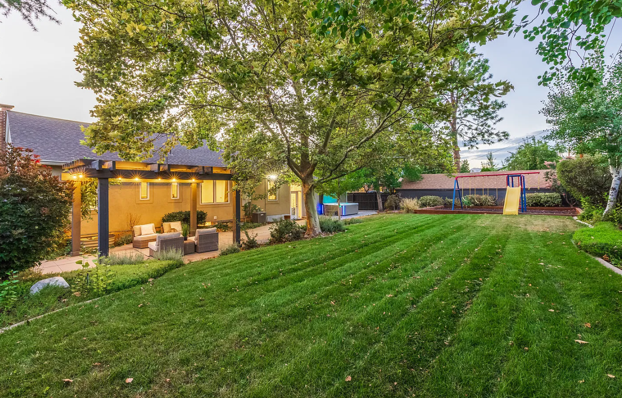 Back yard of 123 Main St, Salt Lake City, UT with space to relax and play