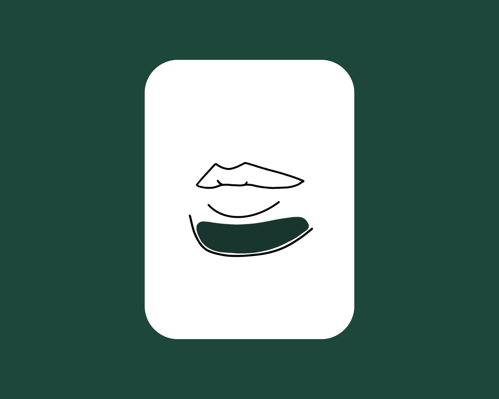 Minimalist line drawing of lips and mouth on a white background.