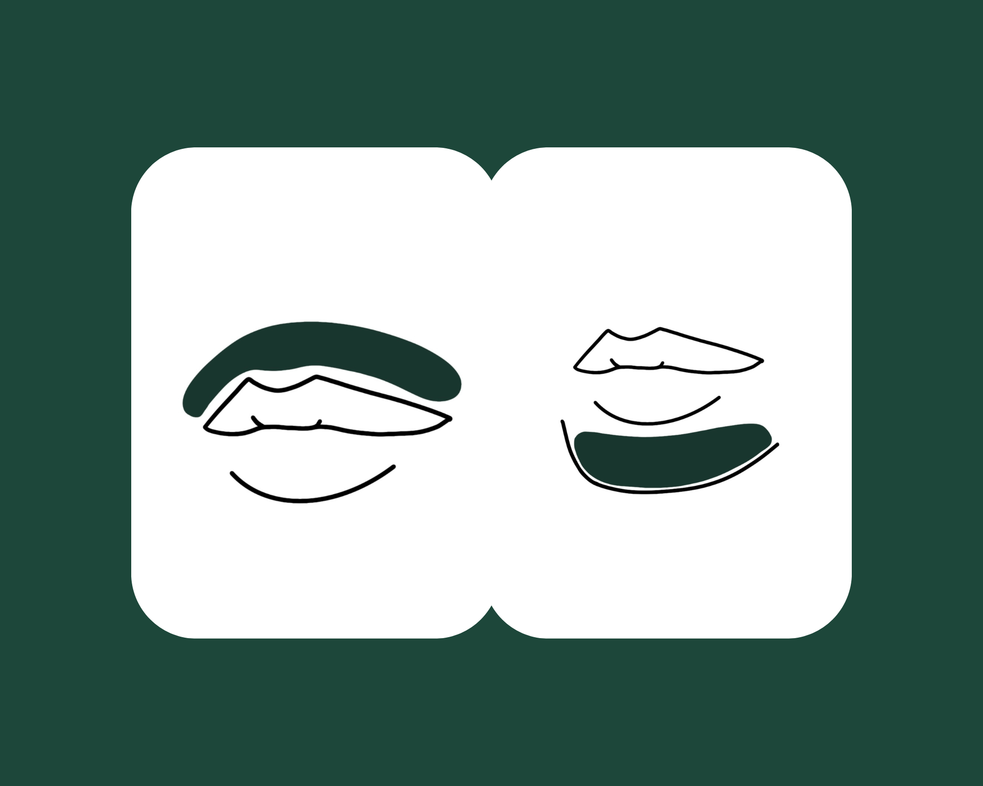 Minimalist illustration of two pairs of lips, with a line of wax above upper and lower lip.