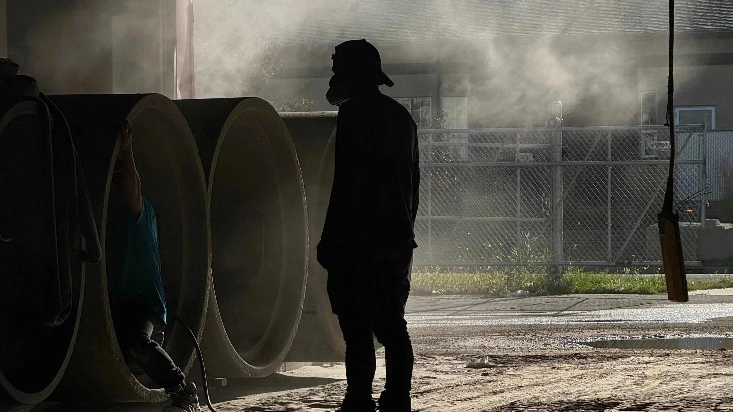 Sandblasting photo from the CCI warehouse in Leduc, Alberta, Canada