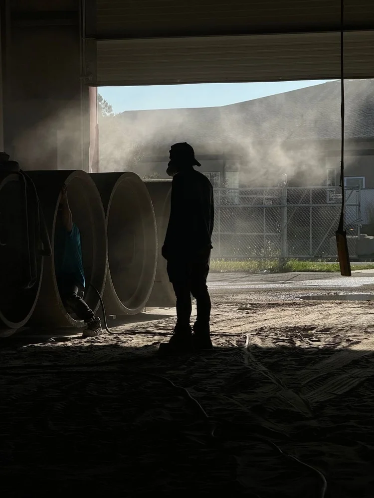 Abrasive blasting an industrial part