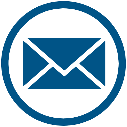 Email icon inside a blue circle.