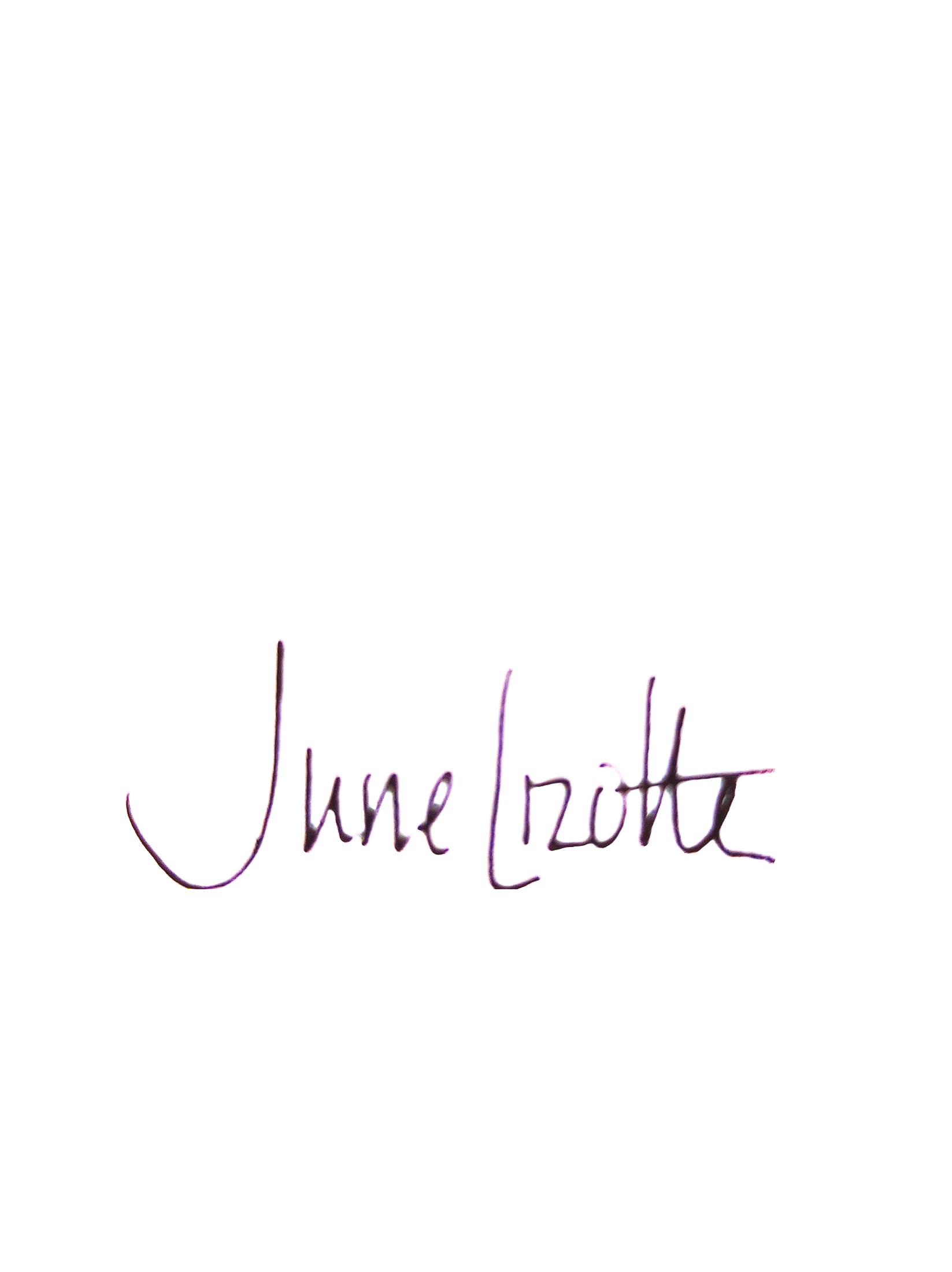 The quote 'June Light' written in purple handwritten style on a black background.