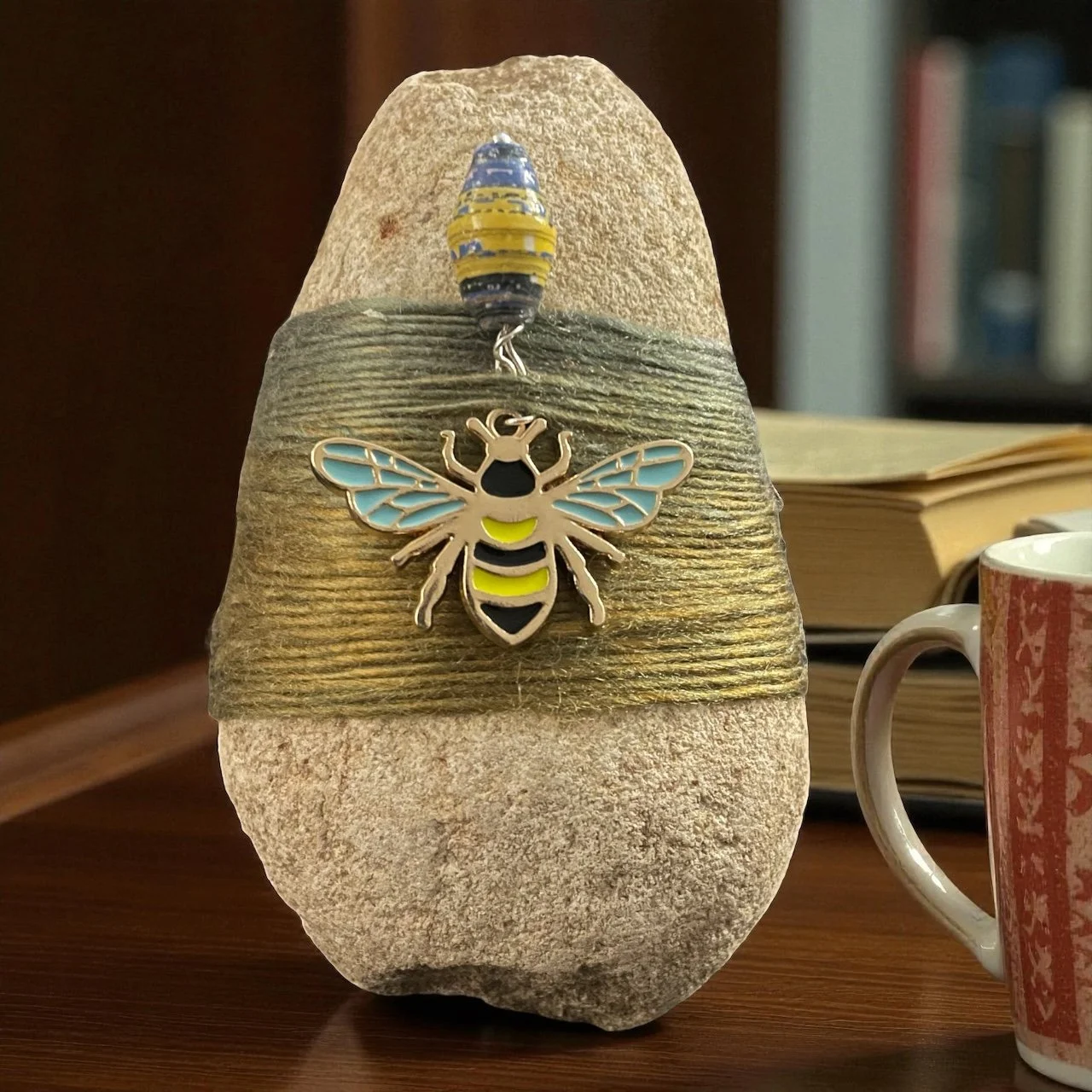 Yarn Wrapped Bee Stone