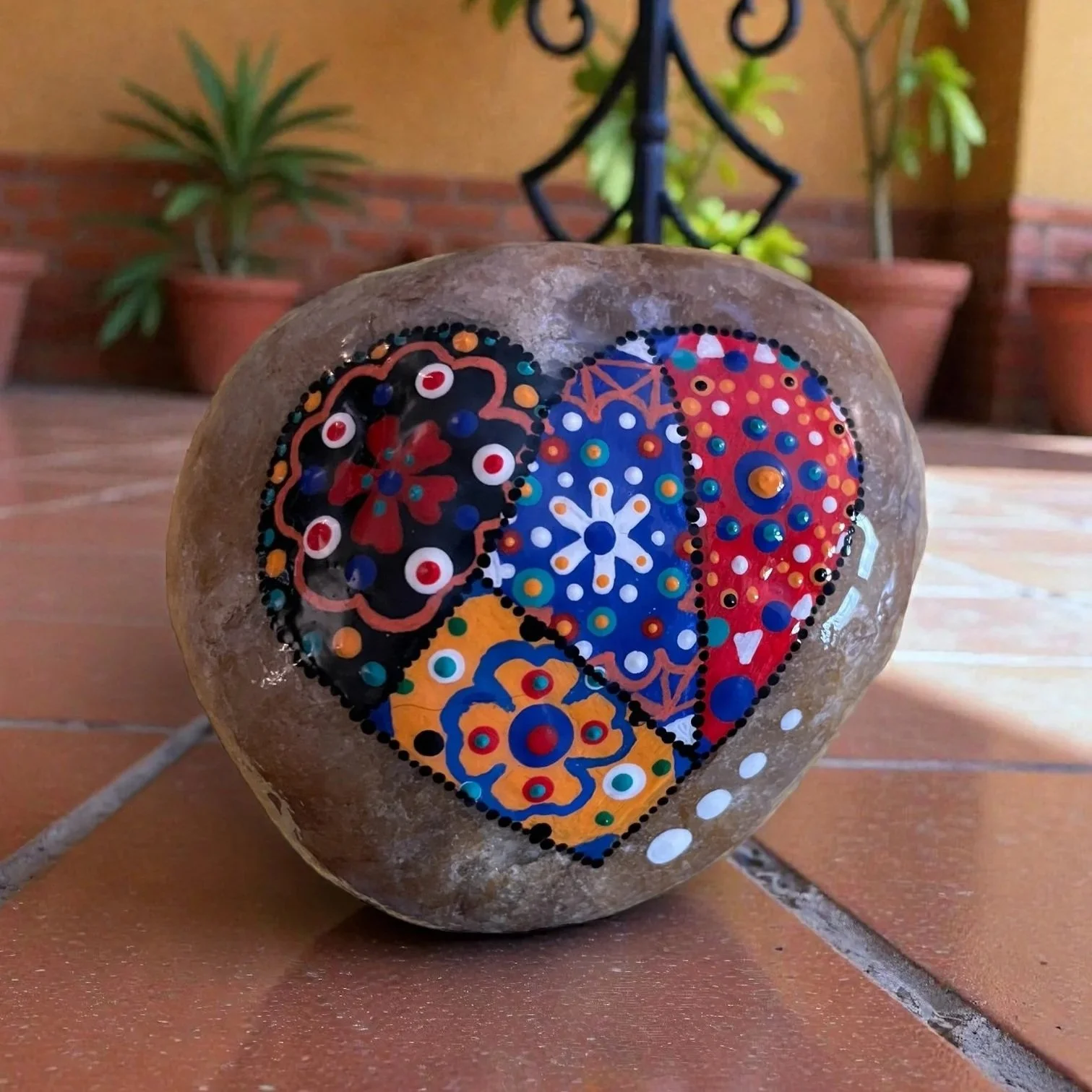 Spanish Tile Heart Rock Pattern 2