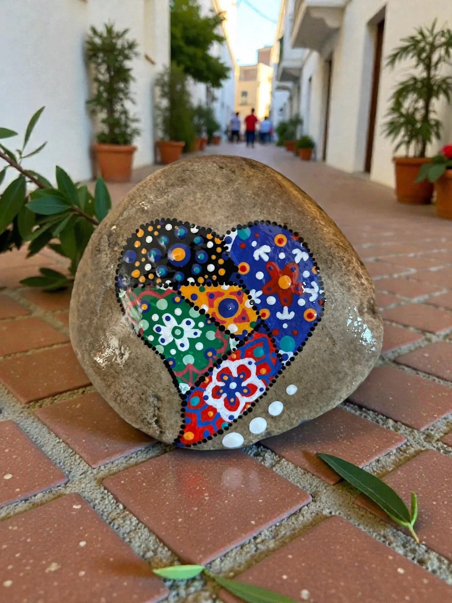 Spanish Tile Heart Rock Pattern 1