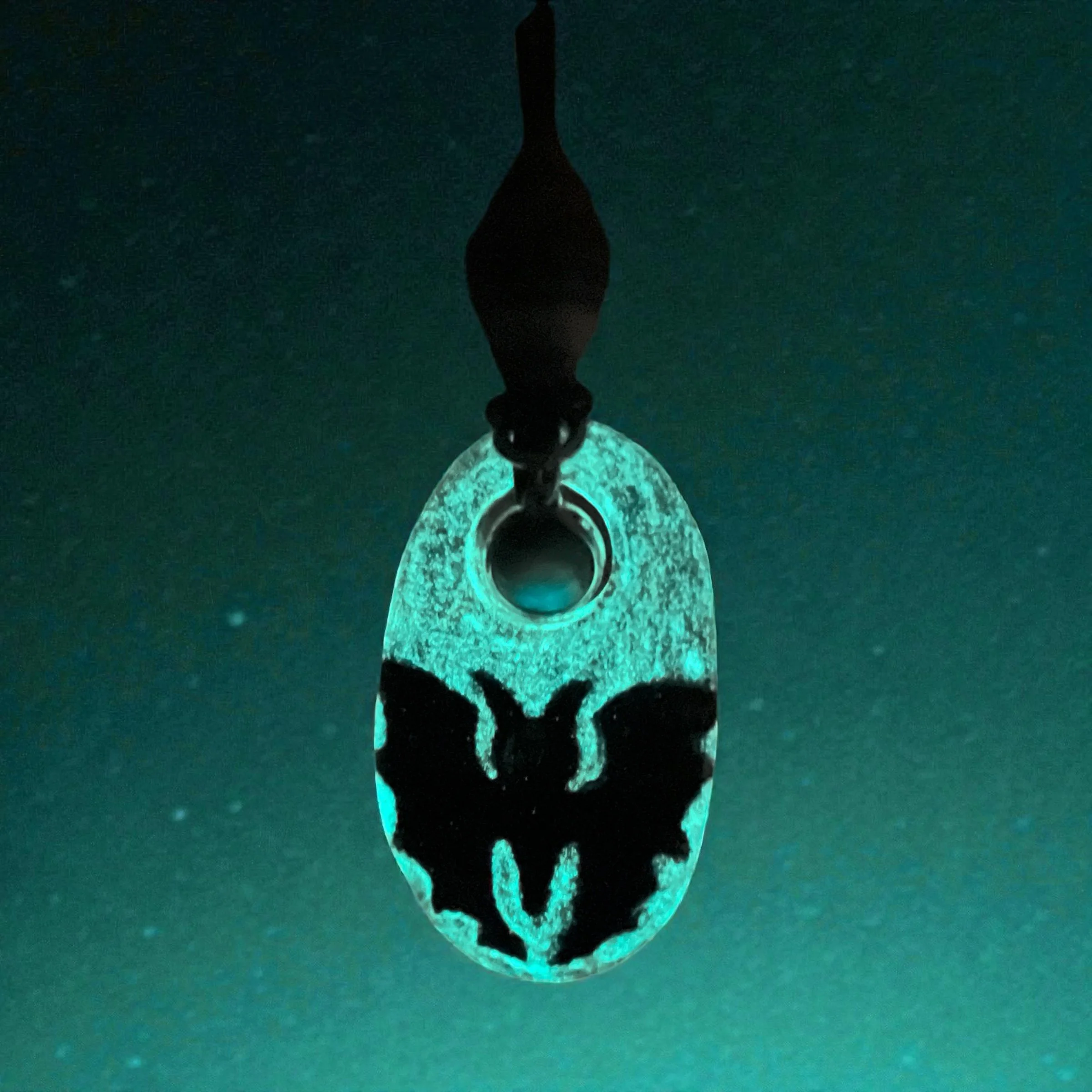 Bat Necklace: Purple and Blue Metallic, Glow in the Dark
