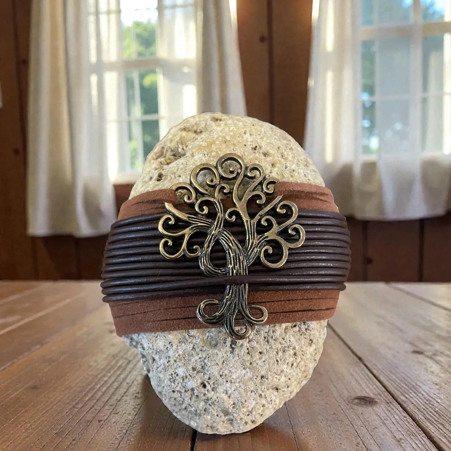 Tree of Life: Leather Wrapped Stone