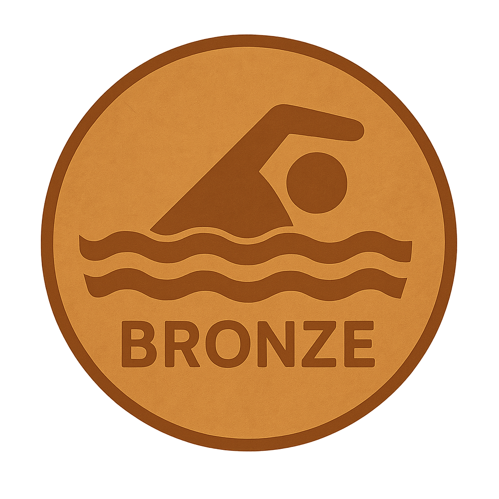 Bronze-Medaille mit schwimmender Figur und der Aufschrift 'BRONZE'