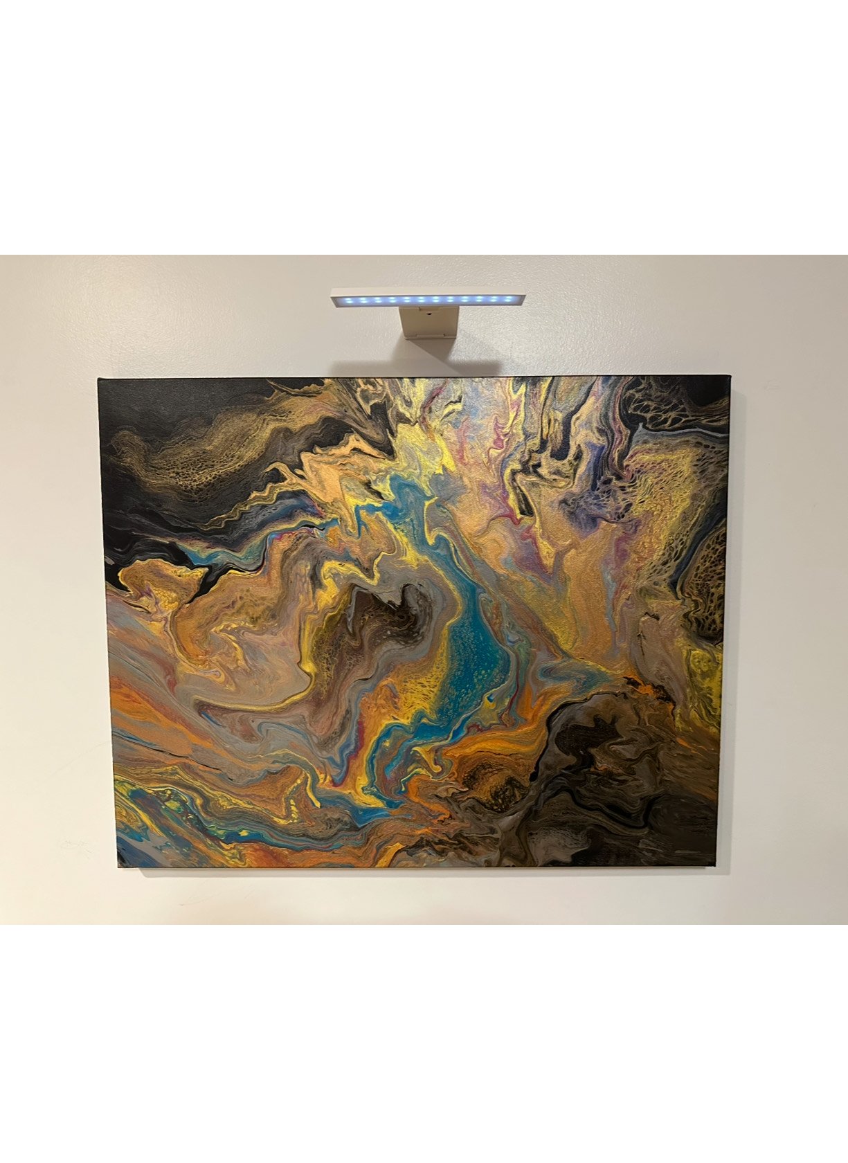"Teal River" 20" x 30" Acrylic Pour - Original Art work By: Zachary Smith