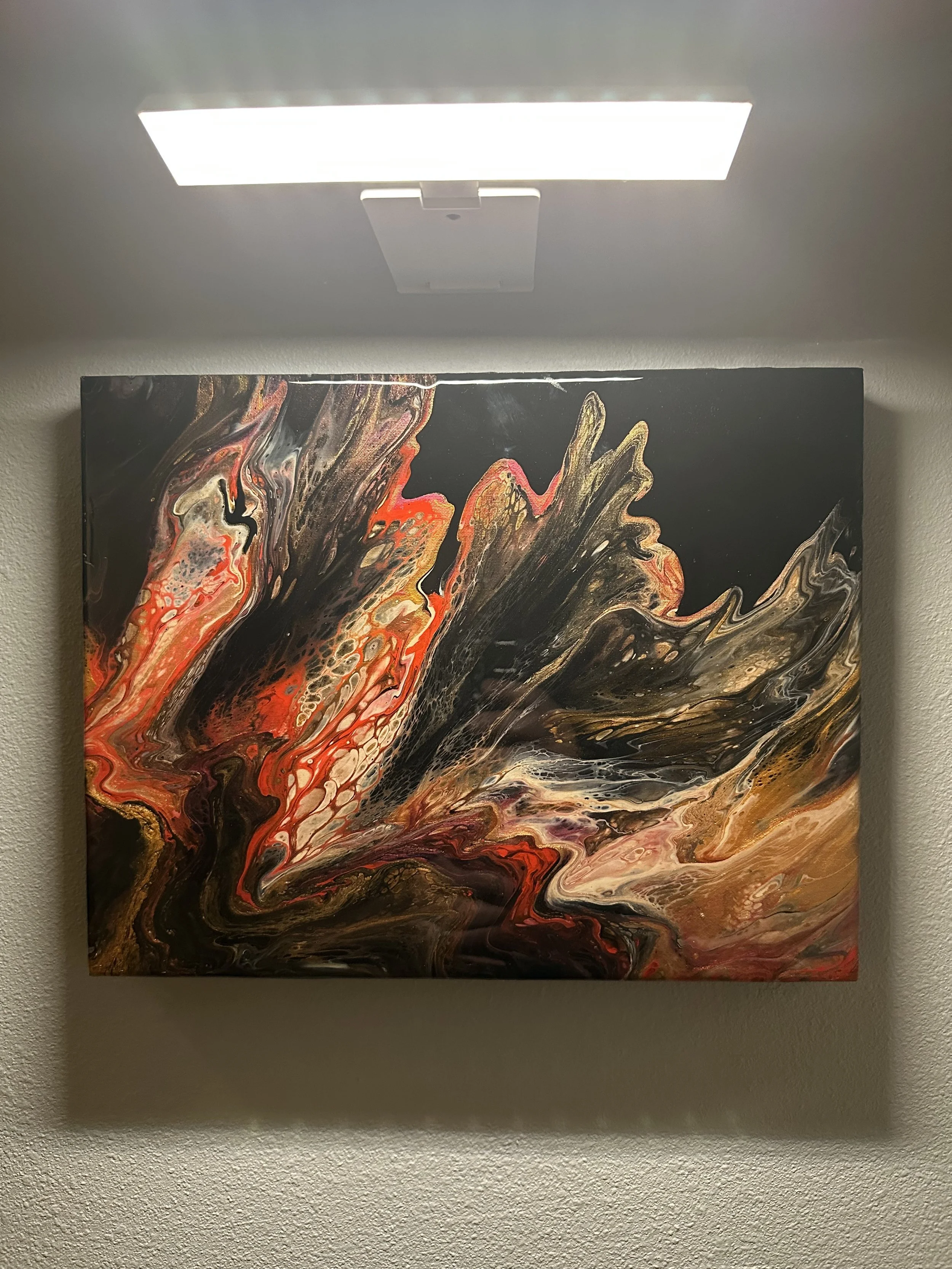 Into the Fire - 11" x 14" Acrylic Pour - Original Artwork by: Zachary Smith