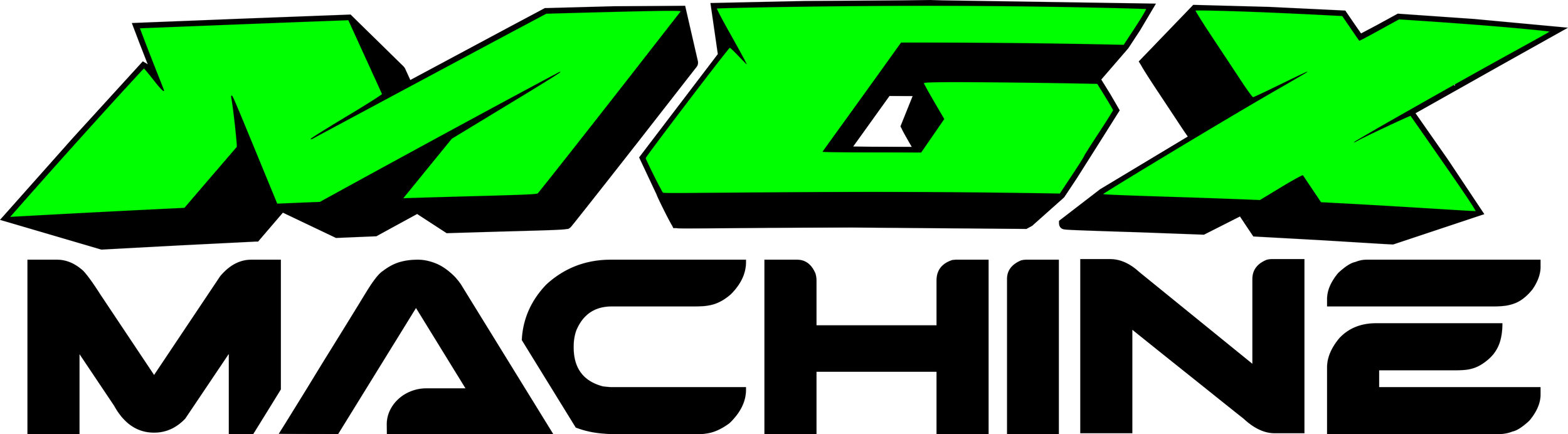 Green text spelling 'MGX' in a bold, angular font with black outlines on a black background.