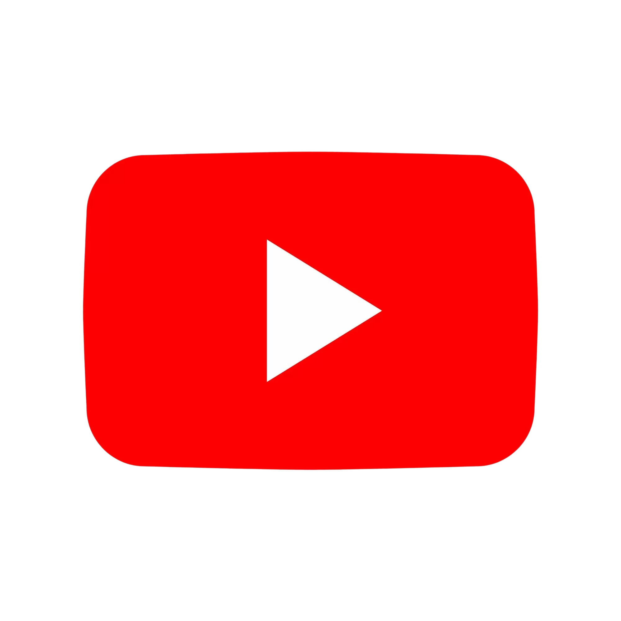 YouTube logo with a red rounded rectangle and a white play button in the center.