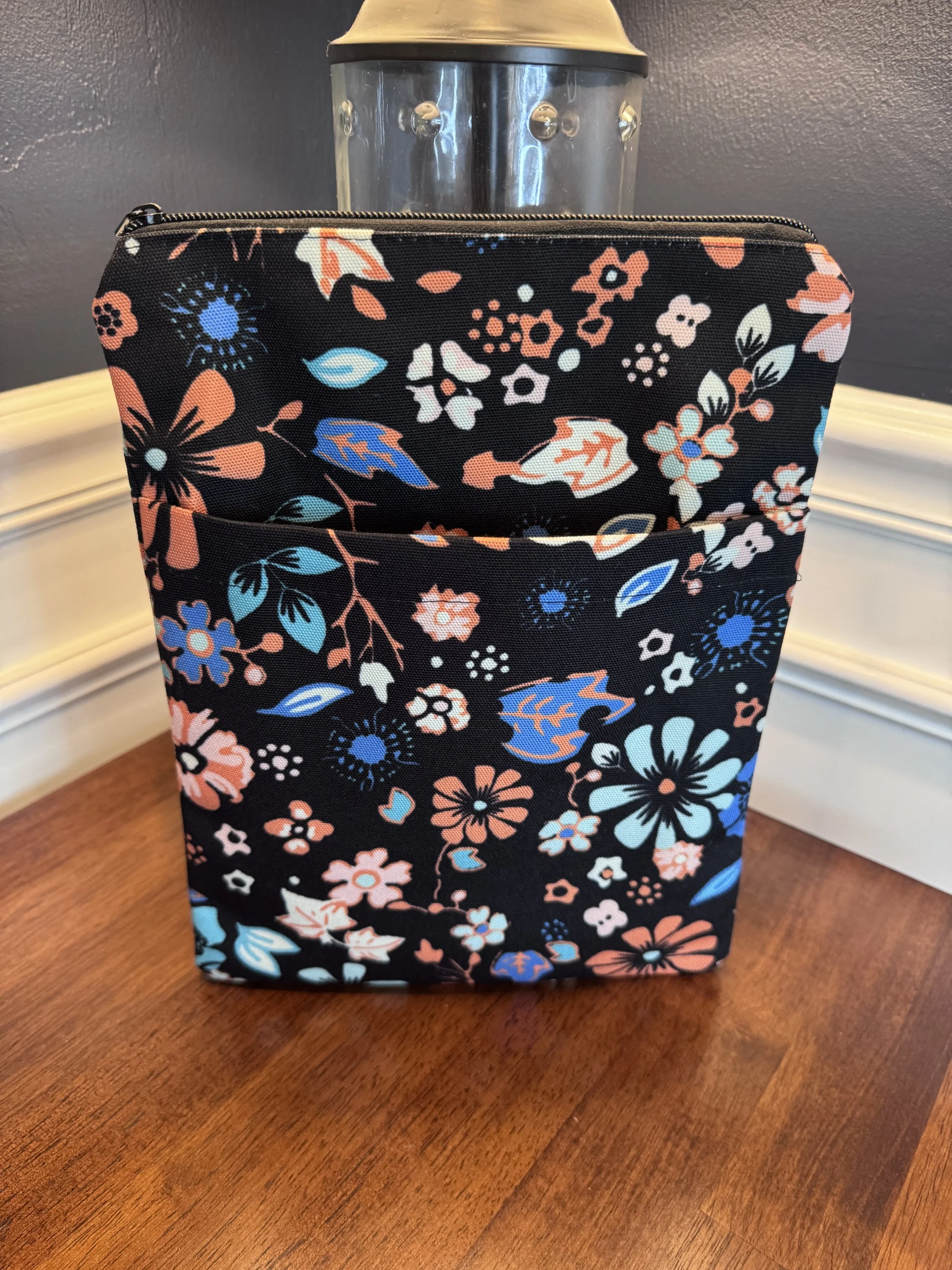 Black Blue & Orange Floral Book Sleeve | Reader | Book Protector | Book Cover | Gift | Bookworm | College | Student