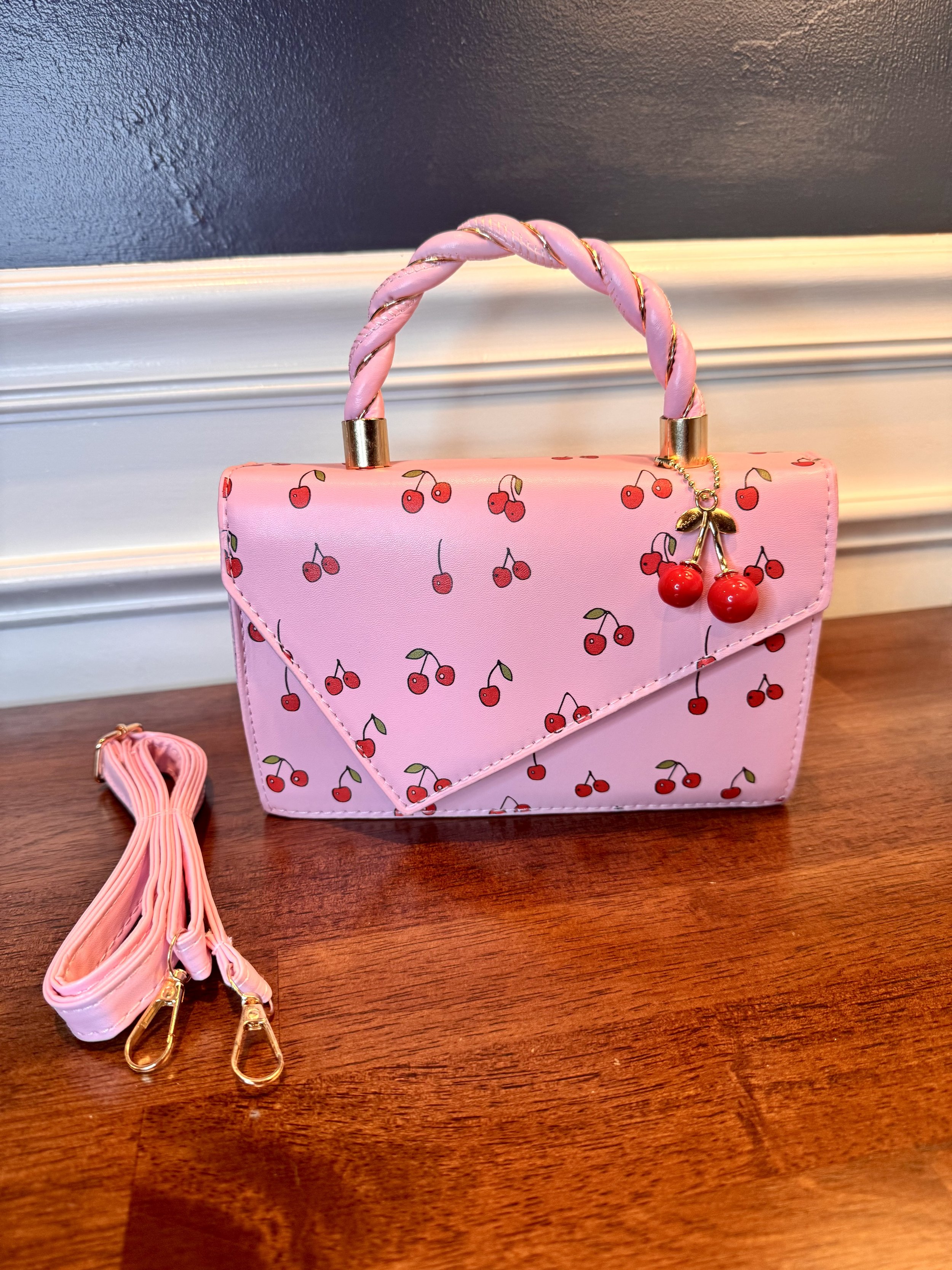 Pink Cherry Crossbody Shoulder Bag