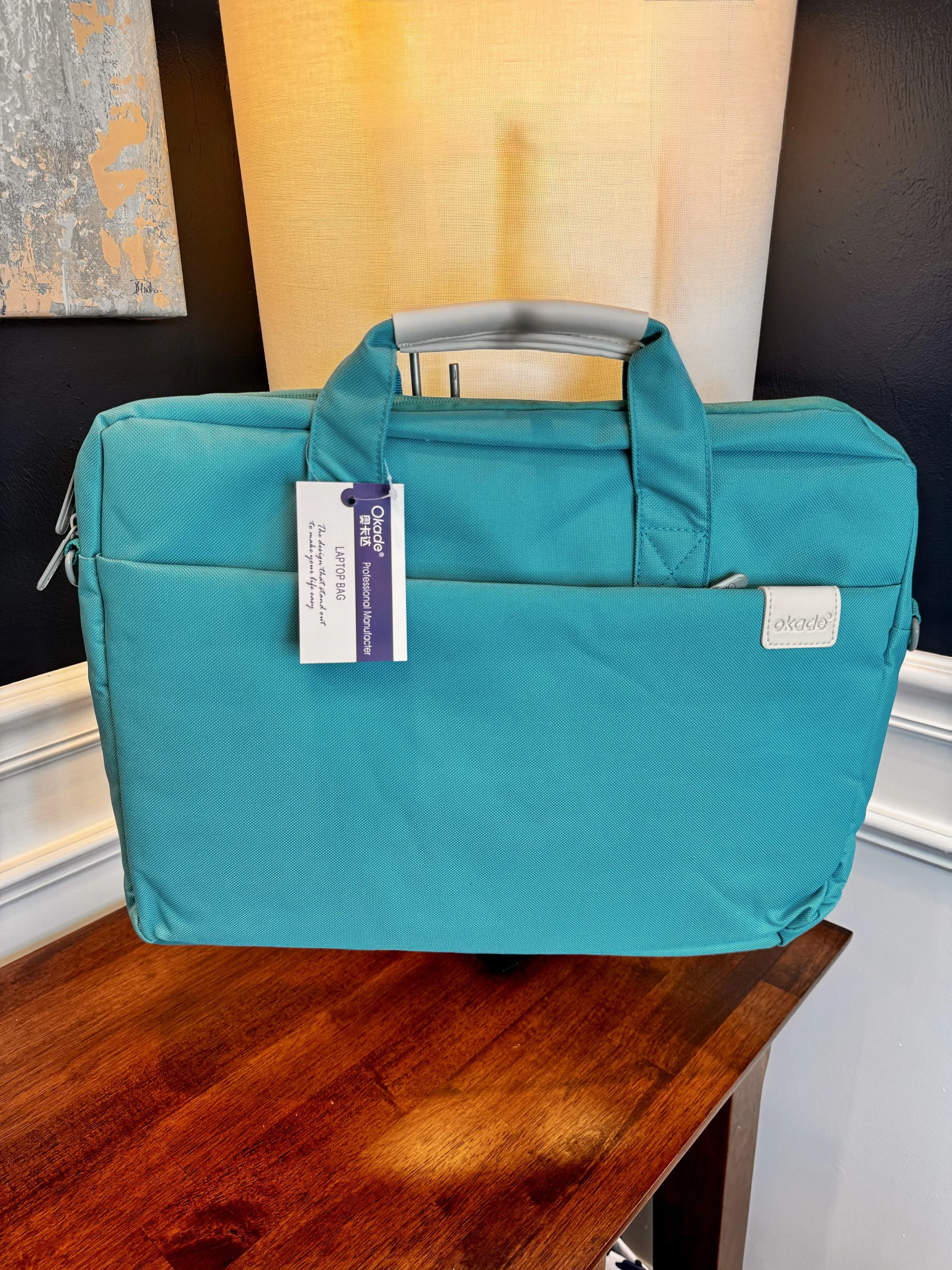 Turquoise Blue Laptop Messenger Tote Bag