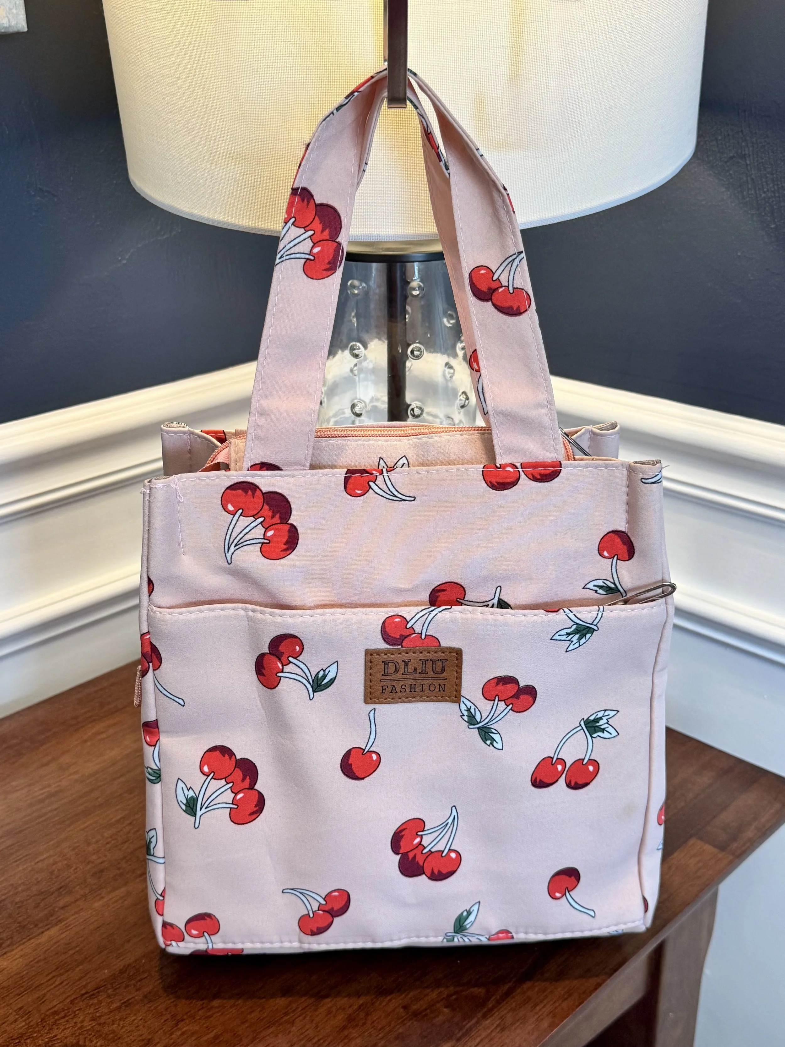 Pink Cherries Lunch Tote Bag