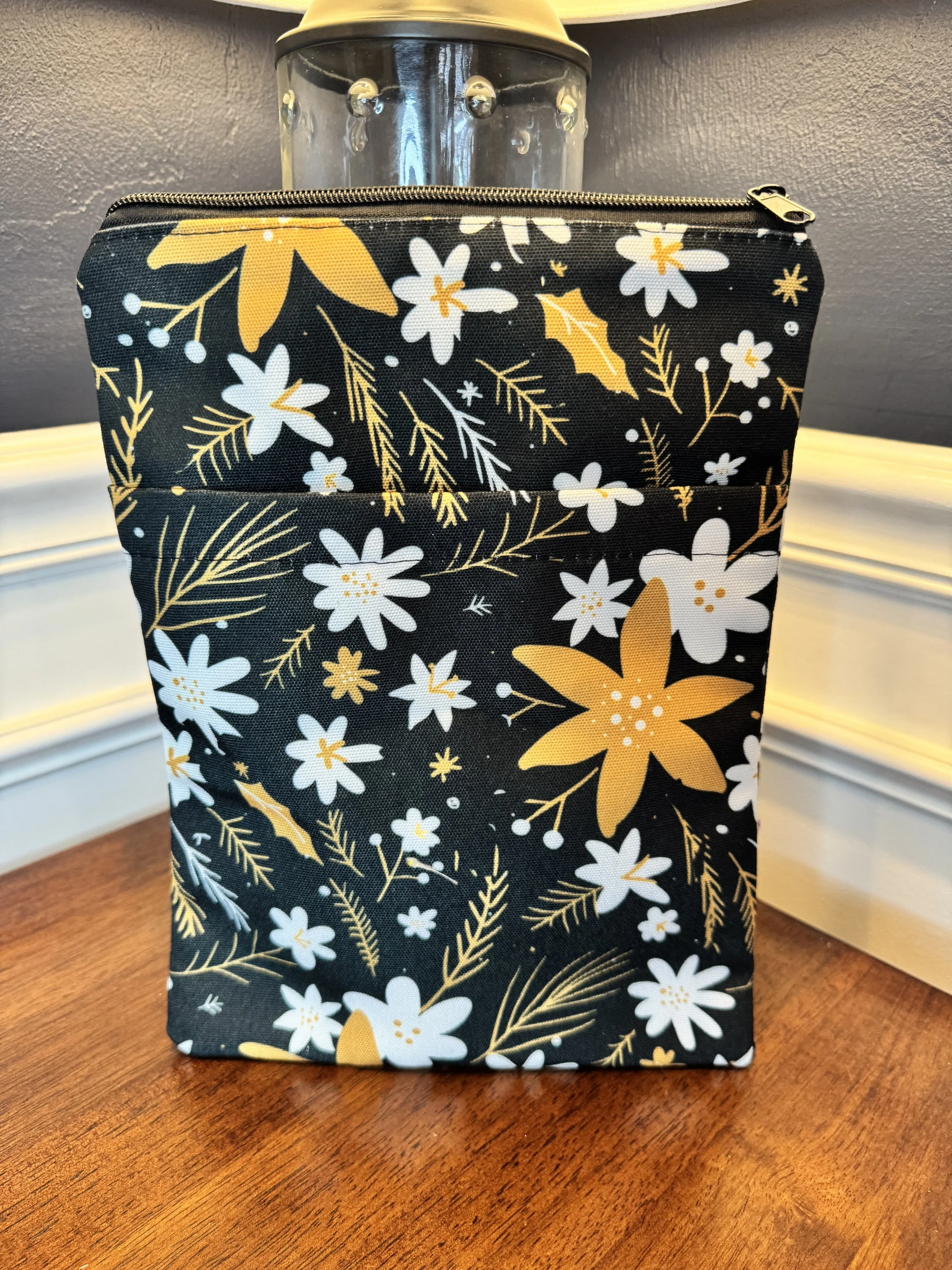 Black and Gold Floral Book Sleeve | Reader | Book Protector | Book Cover