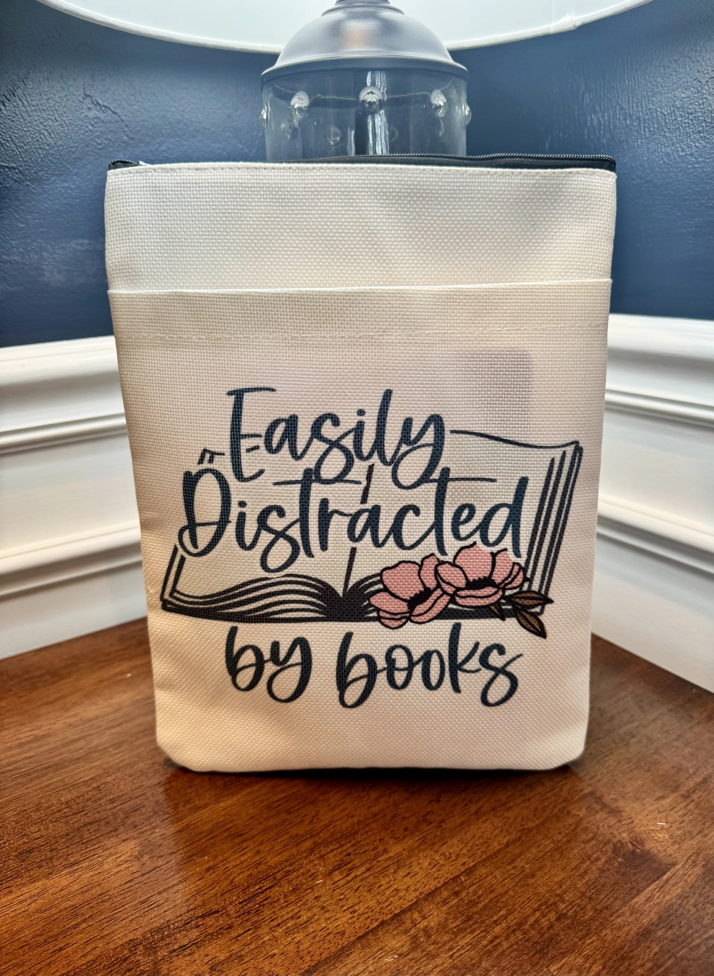 Pink and Gray Floral Book Sleeve