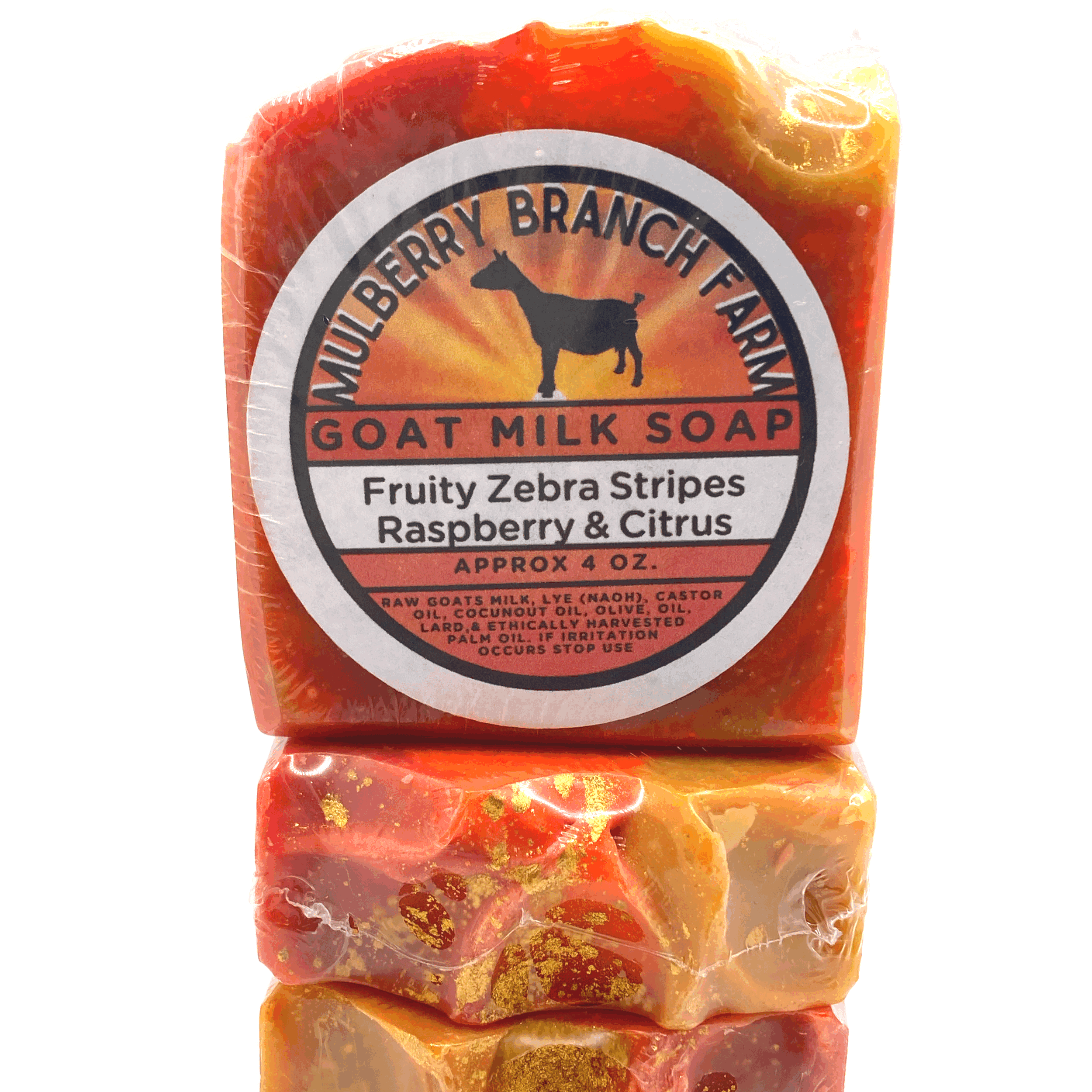 Fruity Zebra Stripes Goat Milk Soap - Raspberry & Citrus