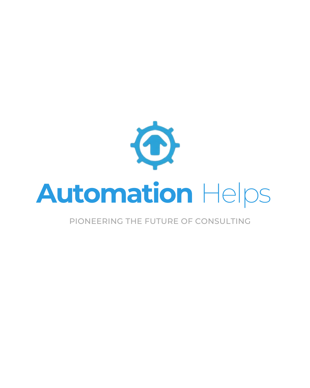 A digital illustration with a blue arrow pointing to the left, a gear with an upward arrow inside, and the word "Automation" beneath it.