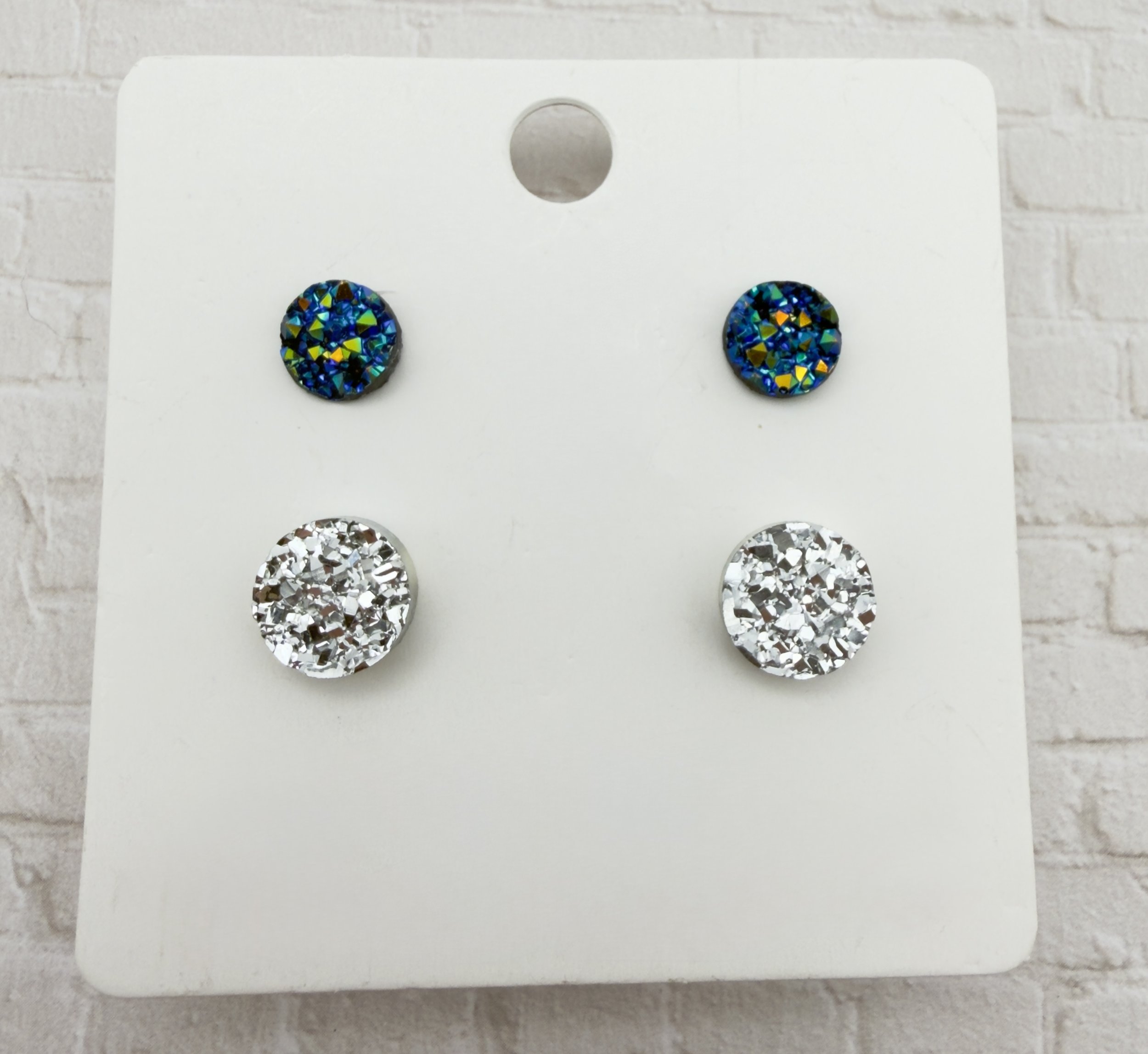 Druzy Stud Earring Set