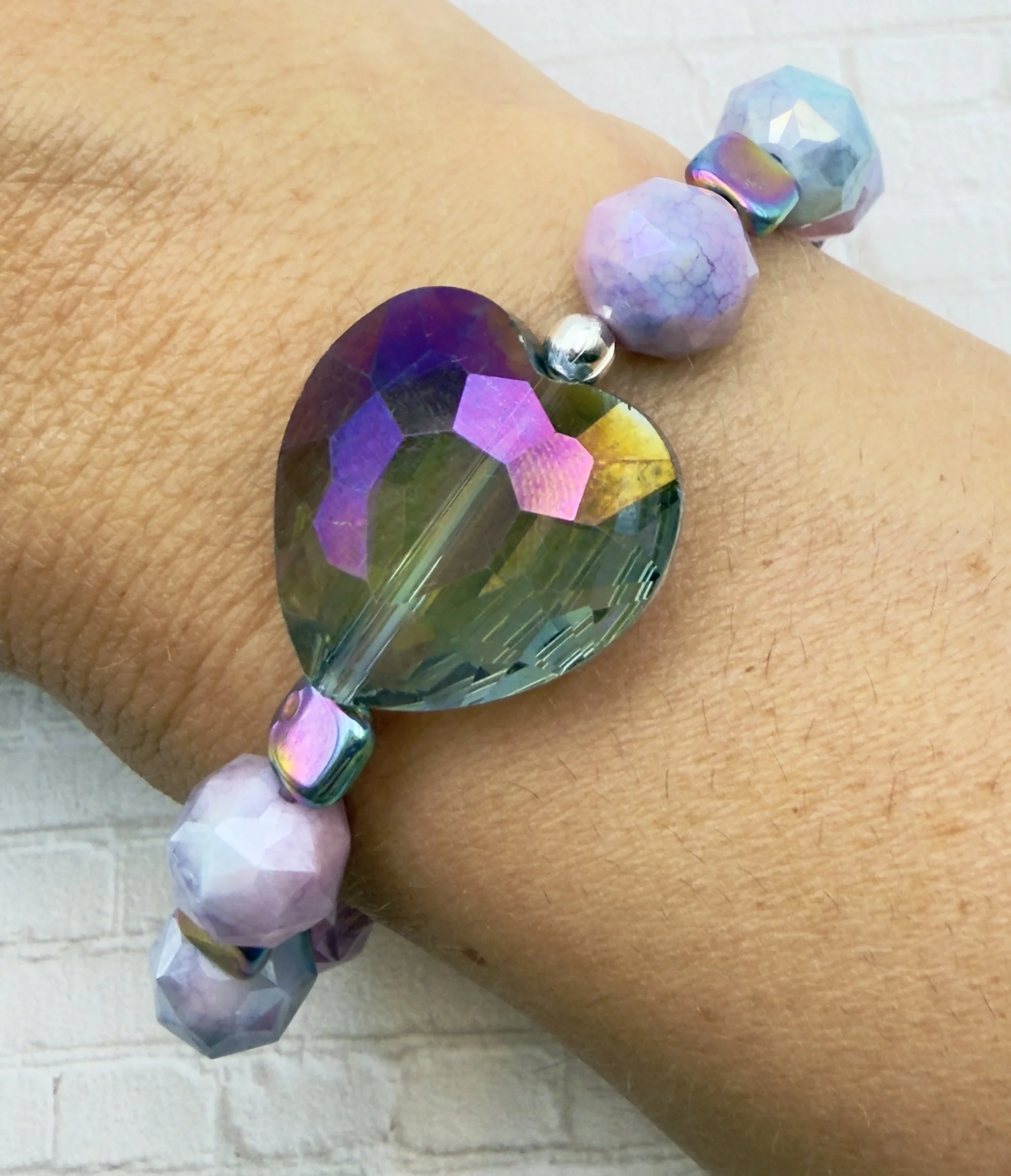 Iridescent Heart Gemstone Bracelet