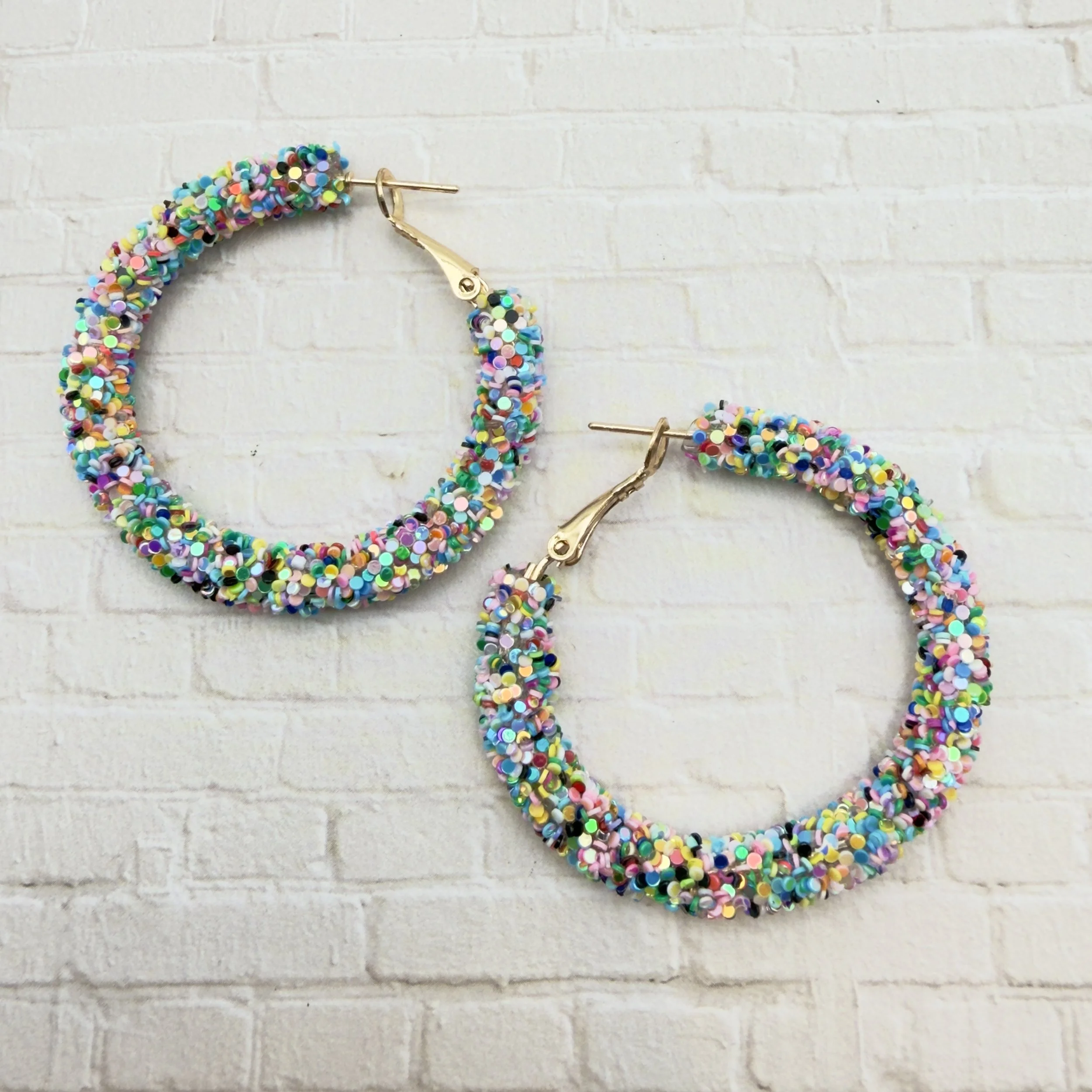Multi-Colored Glitter Hoop Earrings