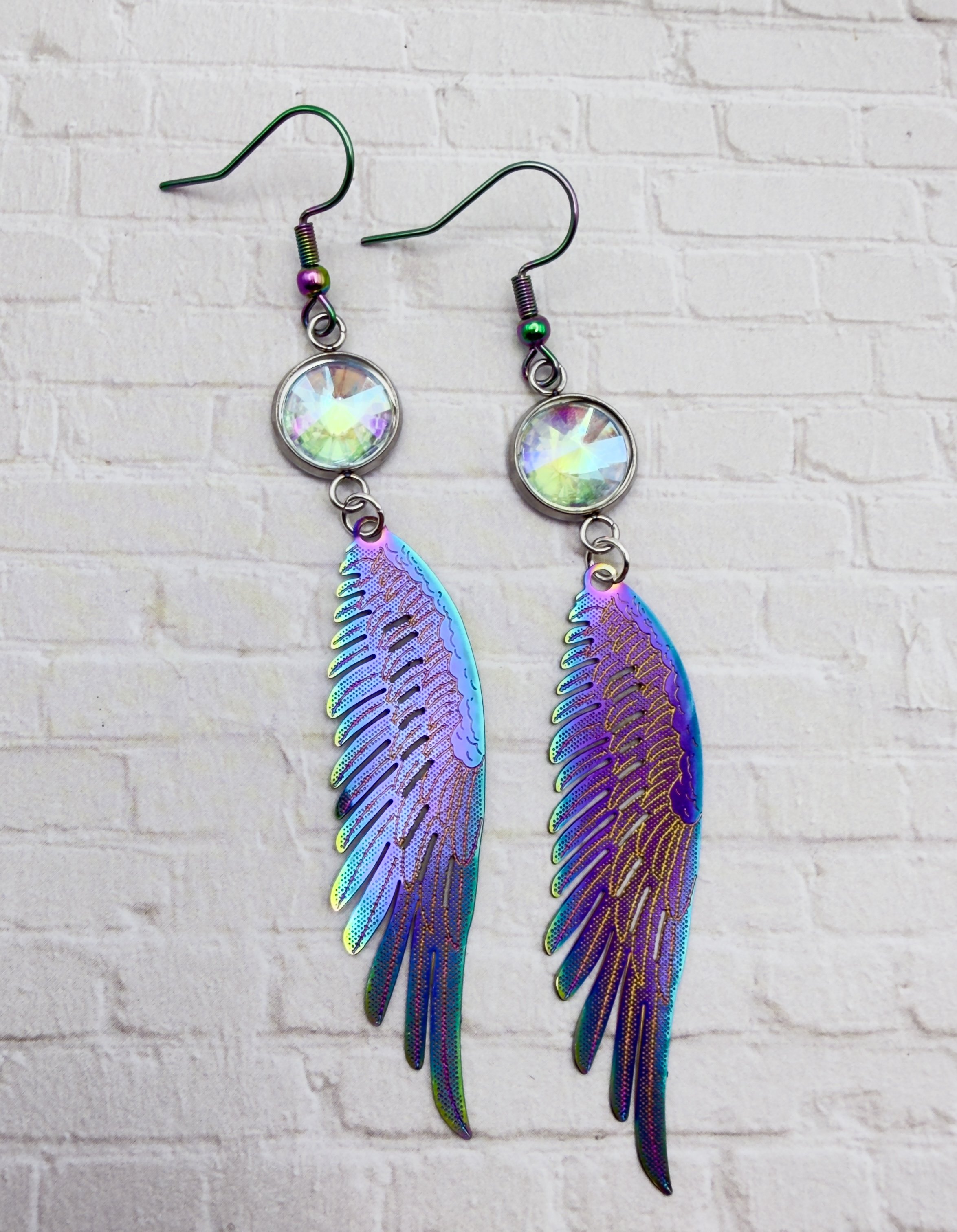 Iridescent Angel Wing Earrings