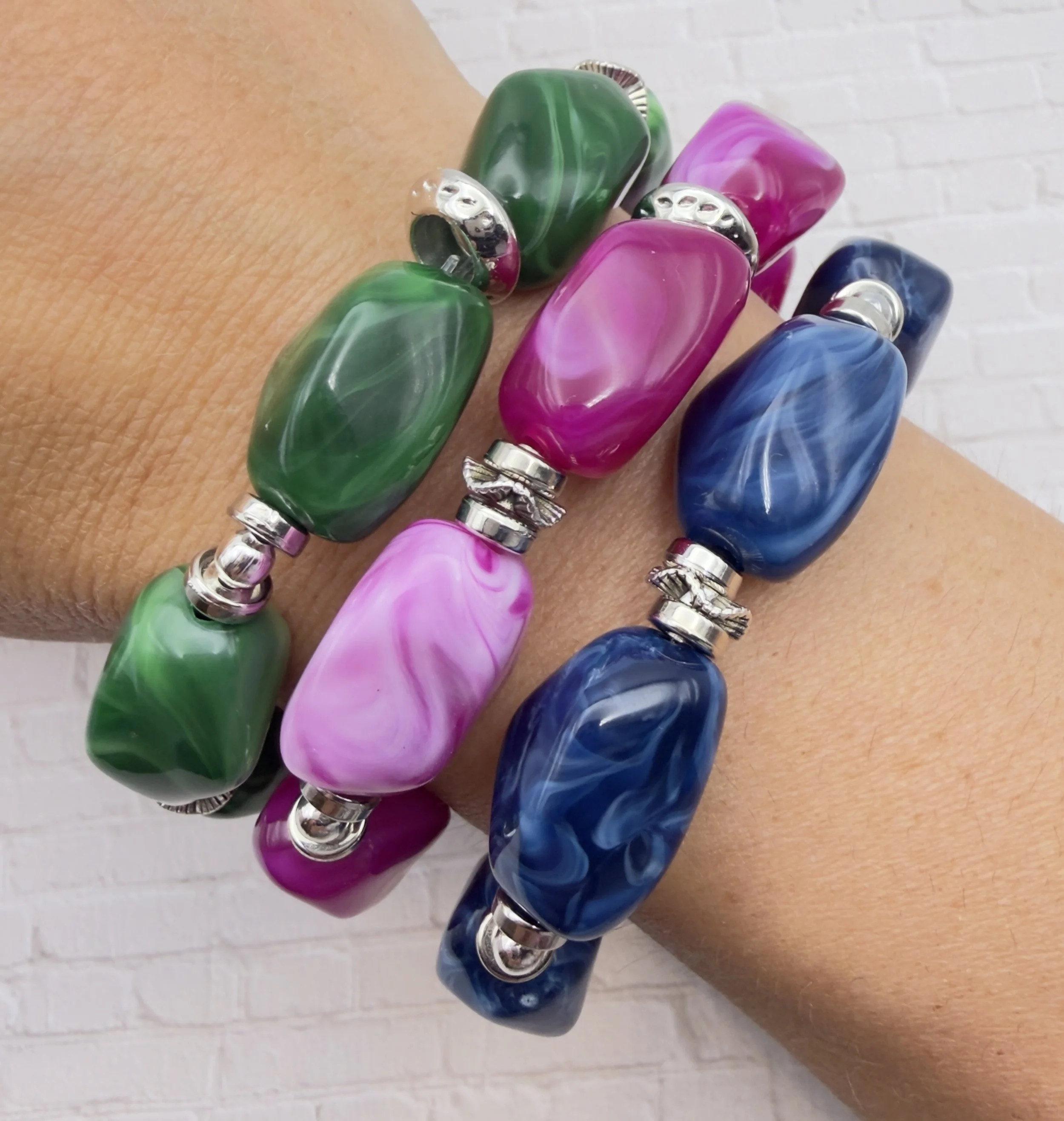 Marbled acrylic bracelet set of 3