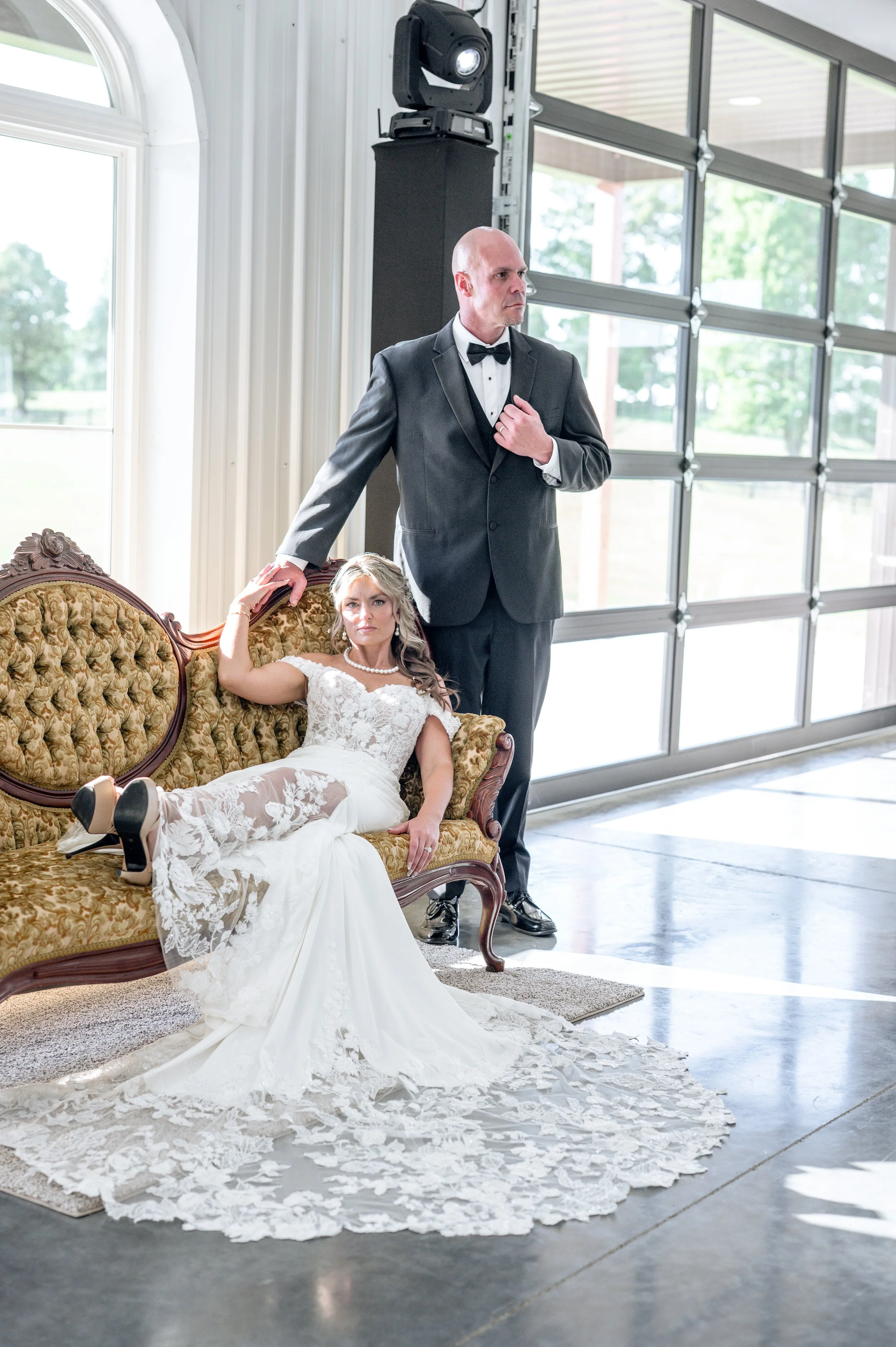 Indoor wedding venue with natural light and panoramic views at Hilton Farms LLC near Owensboro, Kentucky, and Evansville, Indiana.