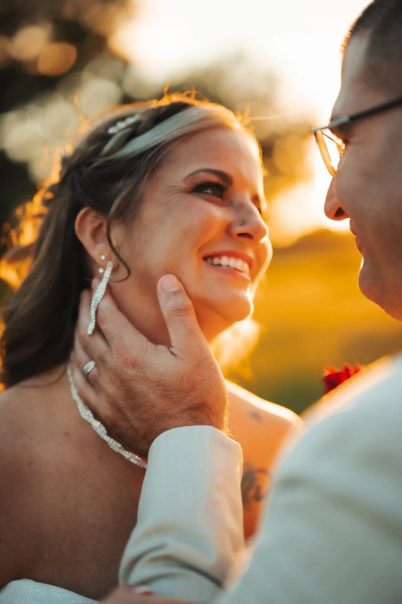 Bride smiling during makeup consultation at C Leigh C Salon Owensboro KY