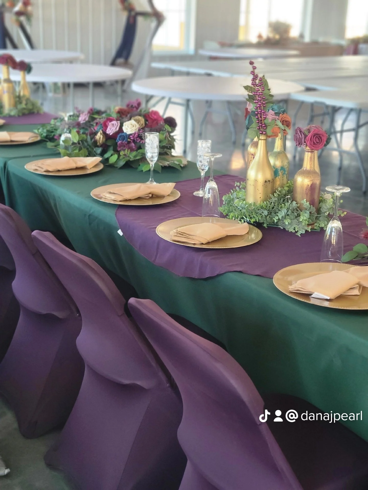 Hilton Farms wedding venue bold color decor setup