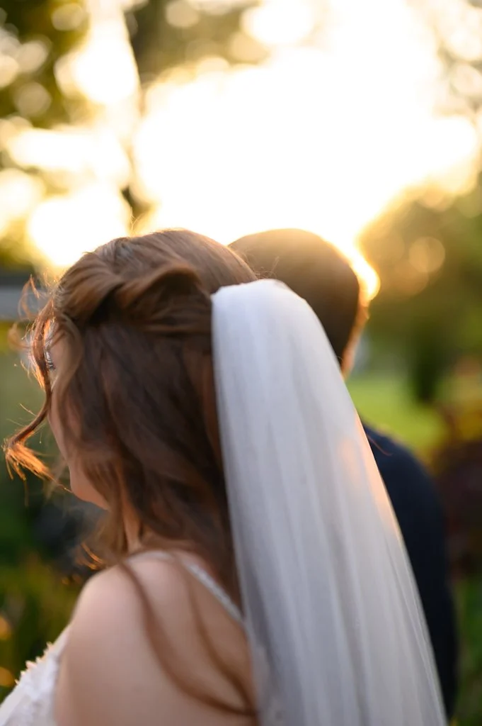 Bride with finished hairstyle ready for first look at Kentucky wedding venue