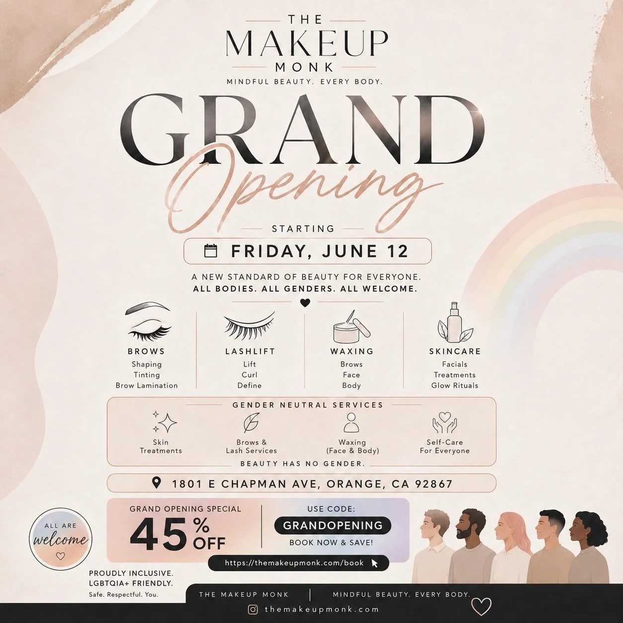 🎉 GRAND REOPENING &ndash; JUNE 12, 2026 🎉

The Makeup Monk has a new home!

Starting June 12, I will be welcoming clients at my new private beauty studio located at:

📍 1801 E Chapman Ave, Orange, CA

Come celebrate this exciting new chapter with 