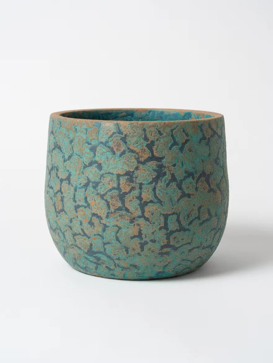 Blue Matte Ceramic Plant Pot - 22cm Medium or 30cm Large Planter