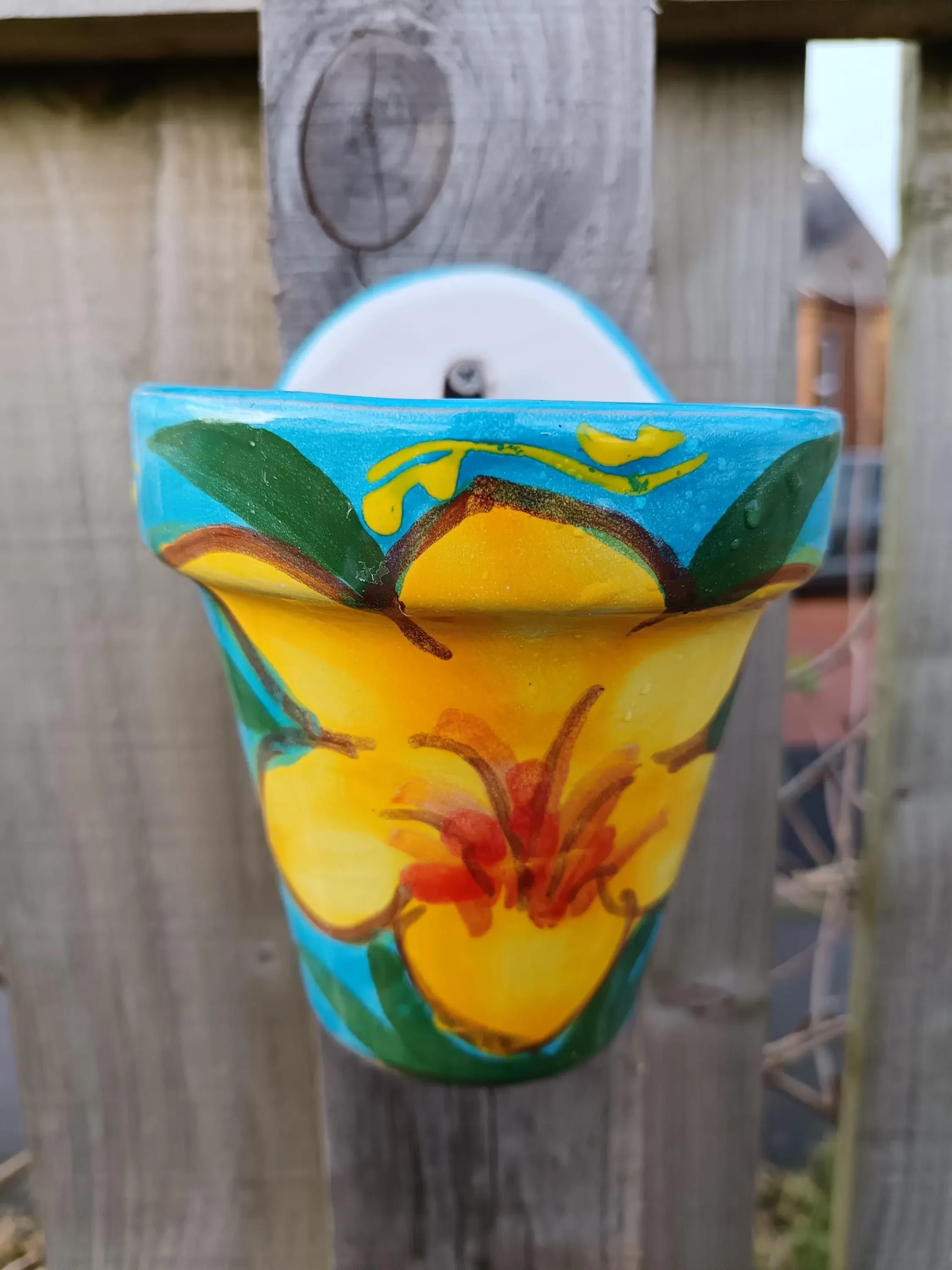 Yellow Sunflower | Spanish Wall Pot | Handmade Ceramic Wall Planter