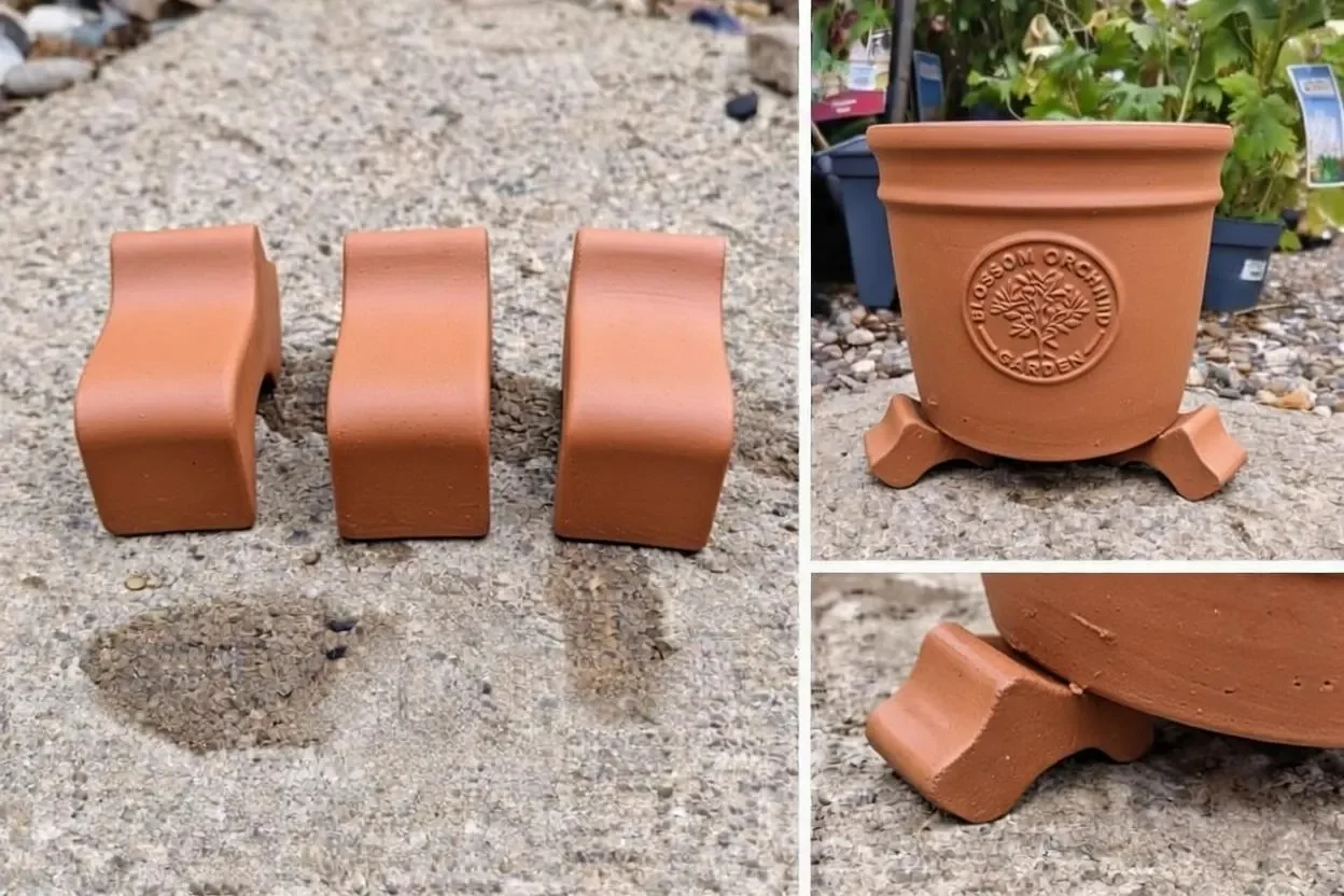 Ceramic Pot Feet | Blue, Black, Green & Terracotta | Drainage Riser Set