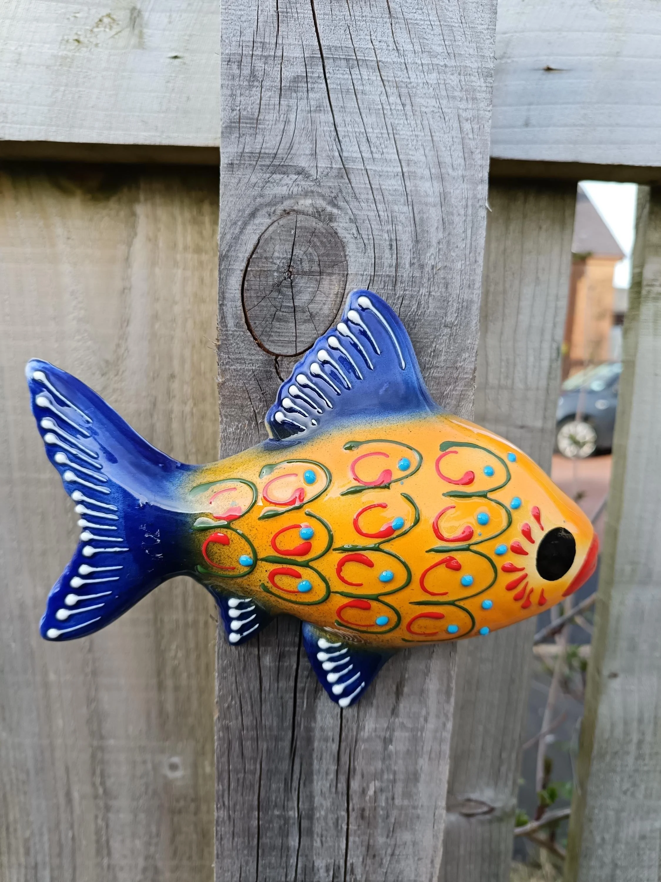 Spanish Ceramic Fish Ornament 21cm L x 15 cm W | Handmade Andalusian Wall Decor | Mediterranean Coastal Home Decor | Colourful Pottery Gift