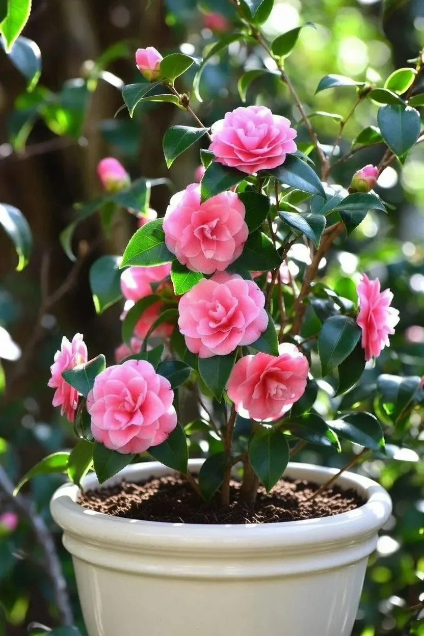 Camellia Evergreen Shrub (15cm Pot) - Pink or Red Spring Flowers