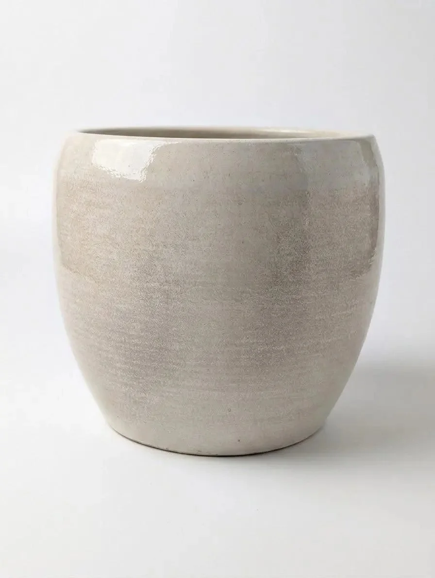 Large White Ceramic Plant Pot - 26cm Modern Glazed Planter
