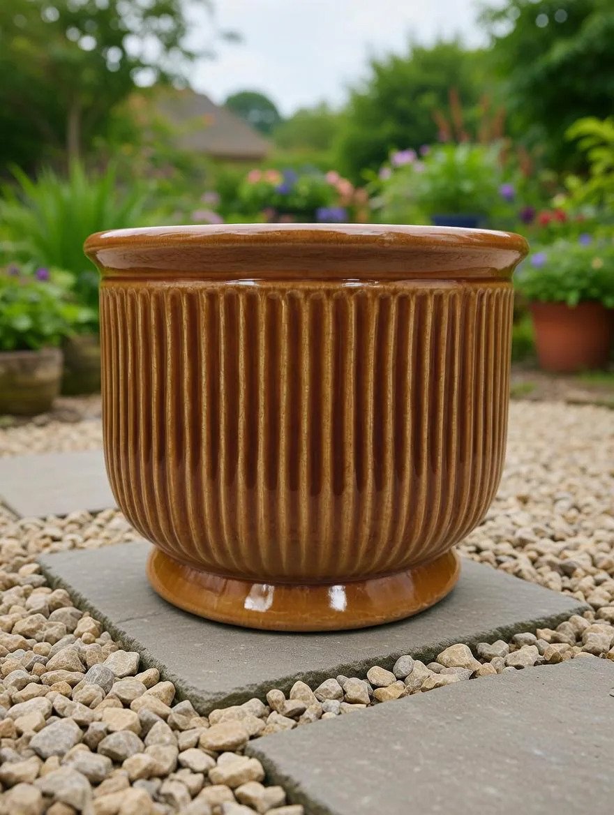 Yellow Ceramic Garden Planter | Frost-Proof Outdoor Pot