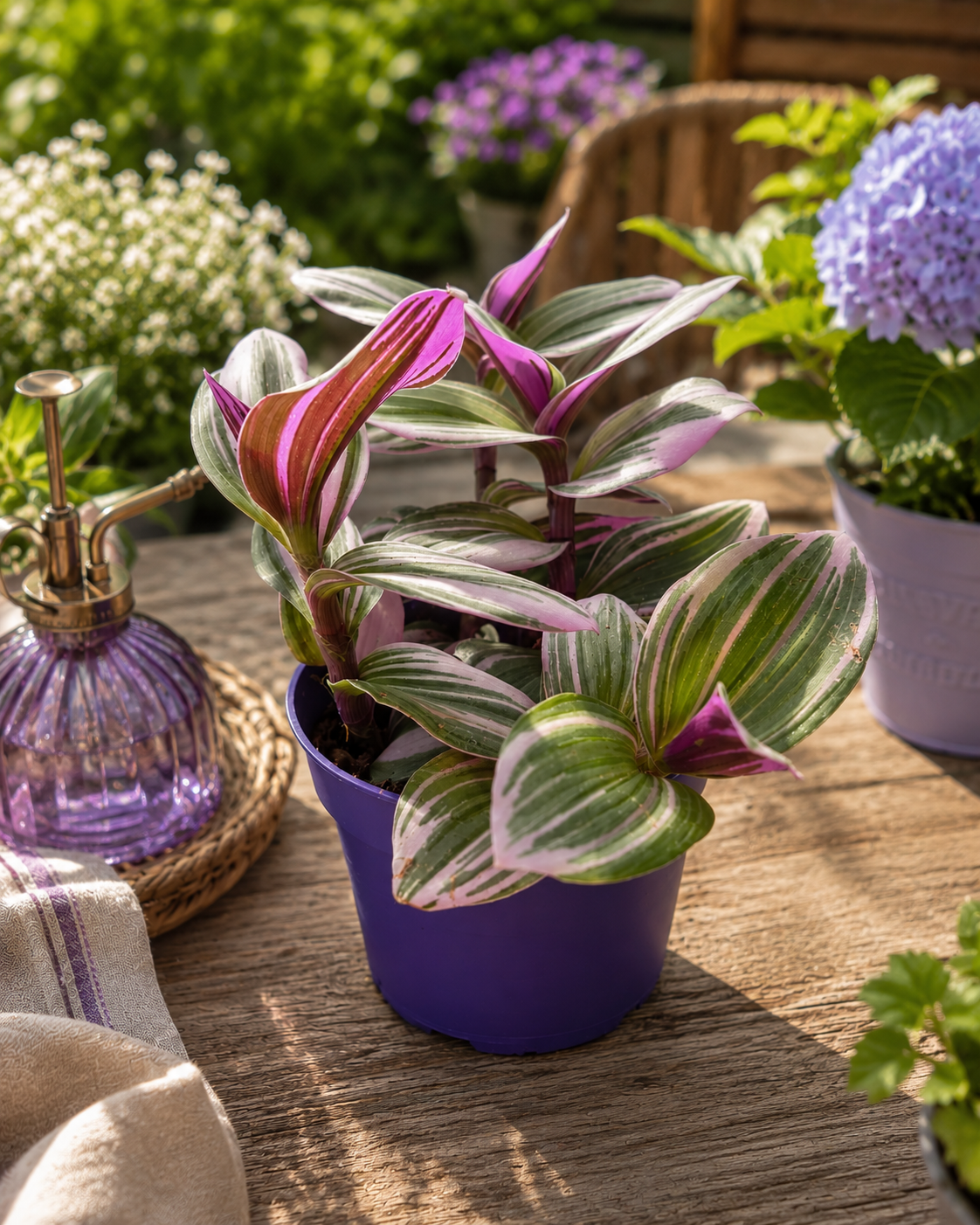 Tradescantia Nanouk Plant in 8cm Pot | White or Pink Variegated Houseplant