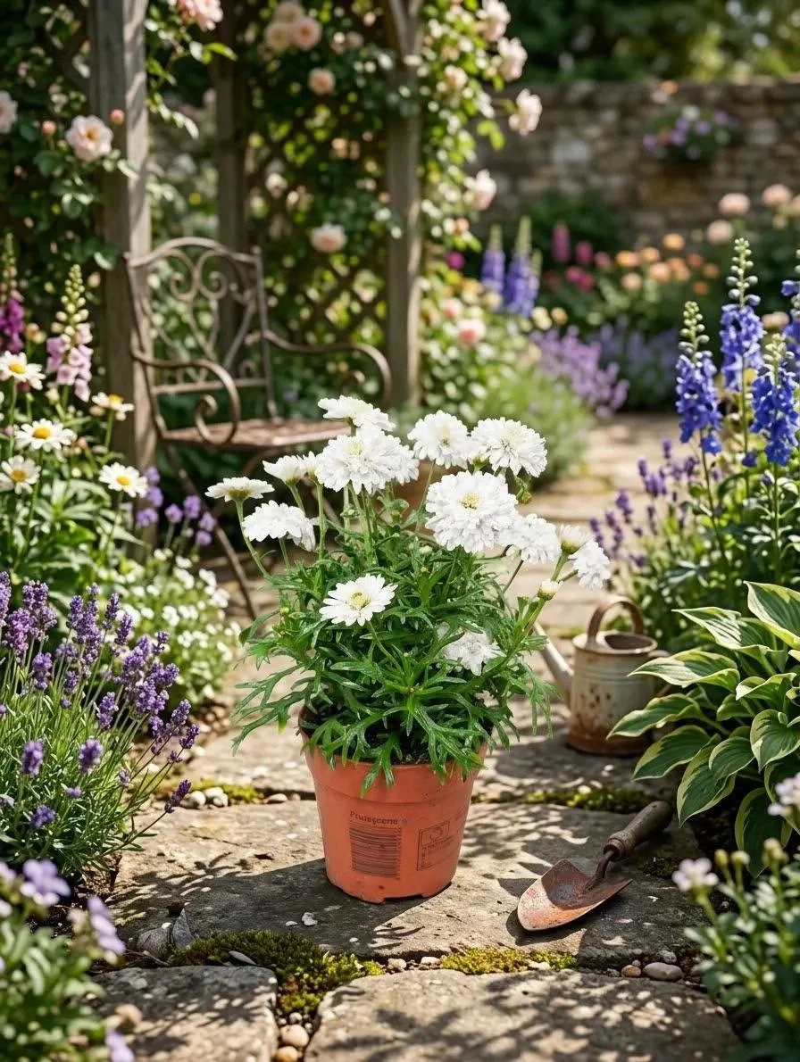 White Chrysanthemum Plants (10.5cm Pot) - Outdoor Garden Flower